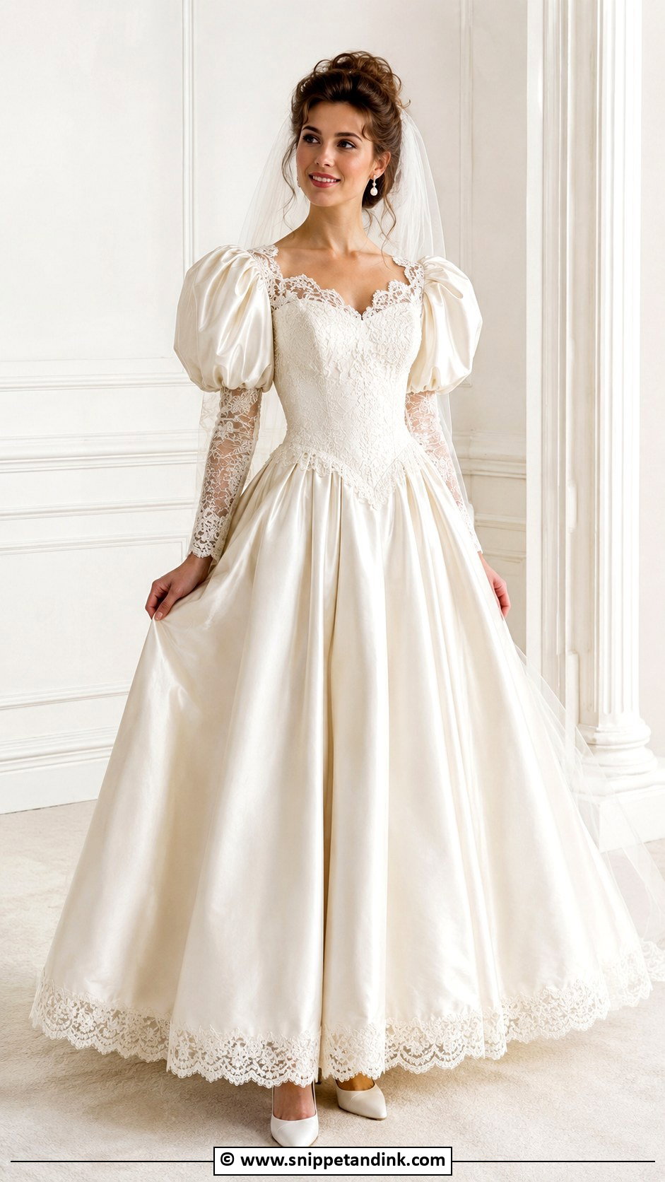 1980s Puff Sleeve Wedding Dress - Snippet and Ink - 30 1980s Wedding Dress Ideas