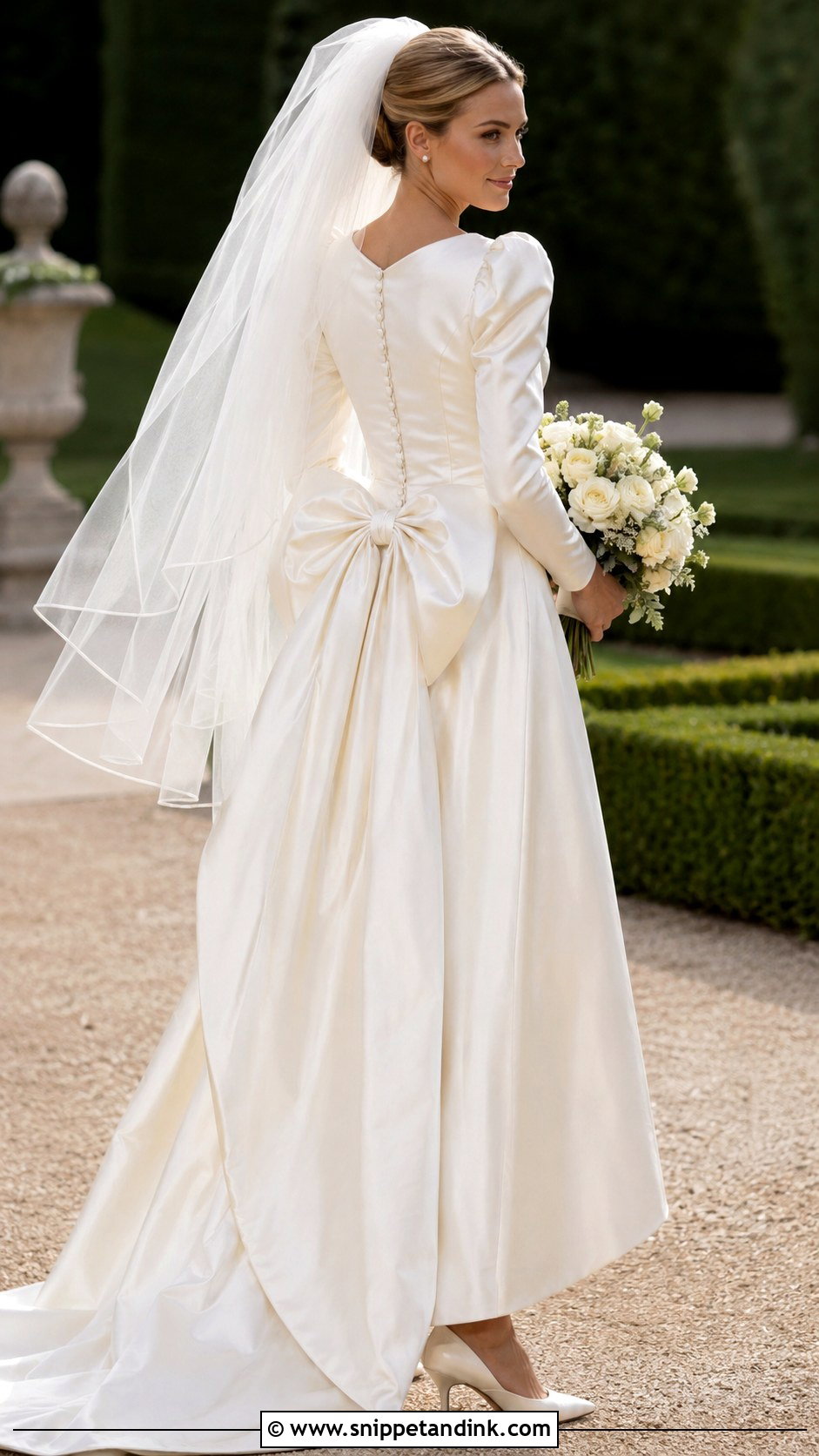 1980s Satin Bow Wedding Dress - Snippet and Ink - 25 Vintage Wedding Dress Aesthetic Ideas