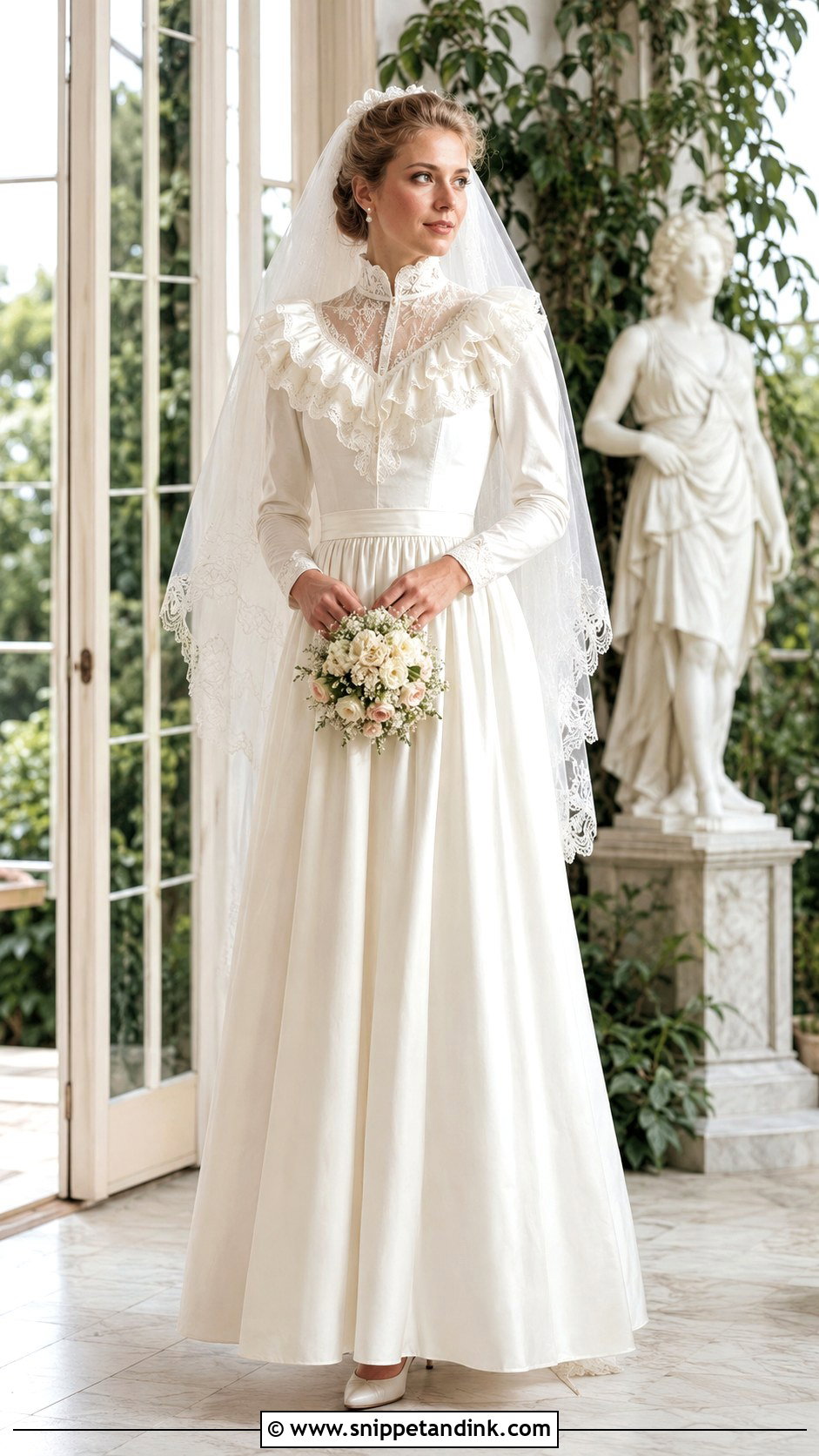 1984 Ruffled Collar Wedding Dress - Snippet and Ink - 20 1984 Wedding Dresses
