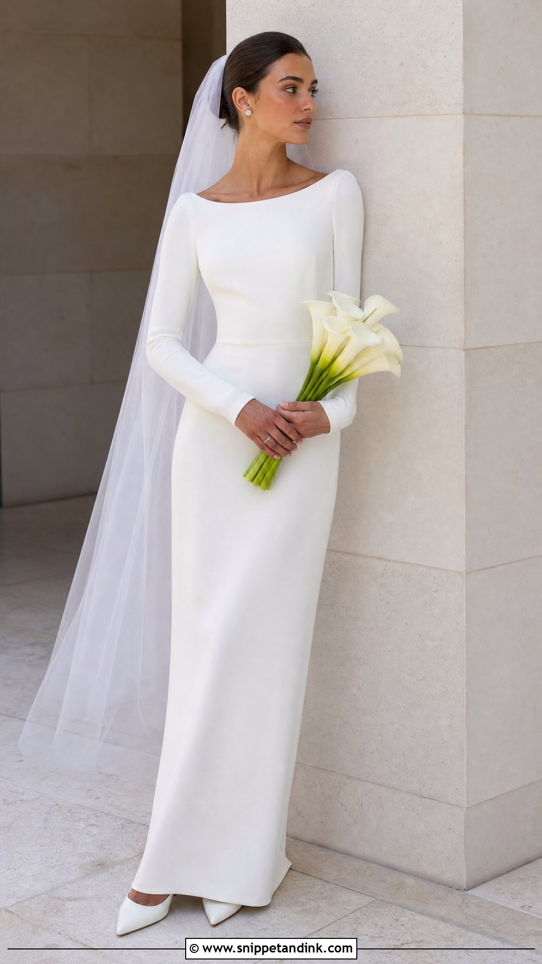 1990s Minimalist Wedding Dress With Long Sleeves - Snippet and Ink - 20 Vintage Wedding Dress with Sleeves