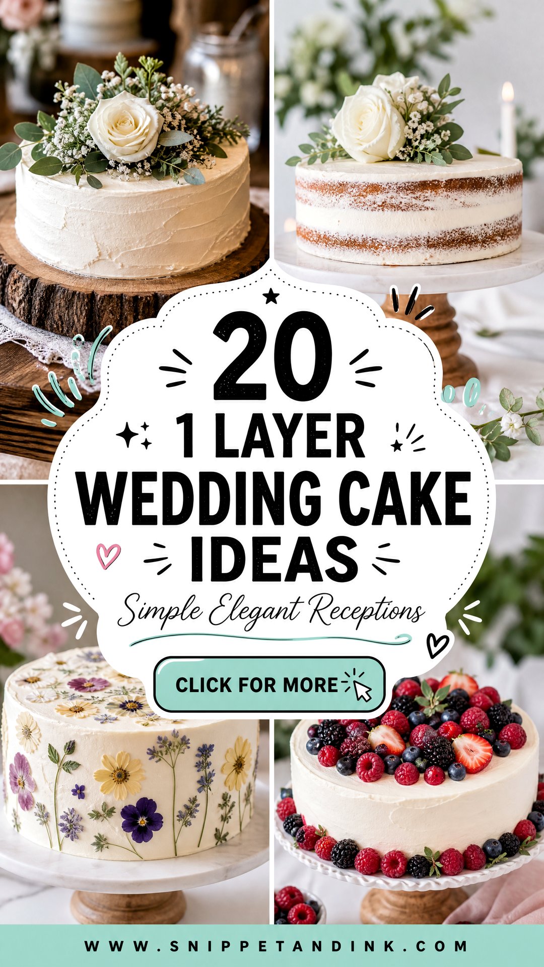 20 1 Layer Wedding Cake Ideas for Simple Elegant Receptions - 20 1 Layer Wedding Cake Ideas for Simple Elegant Receptions