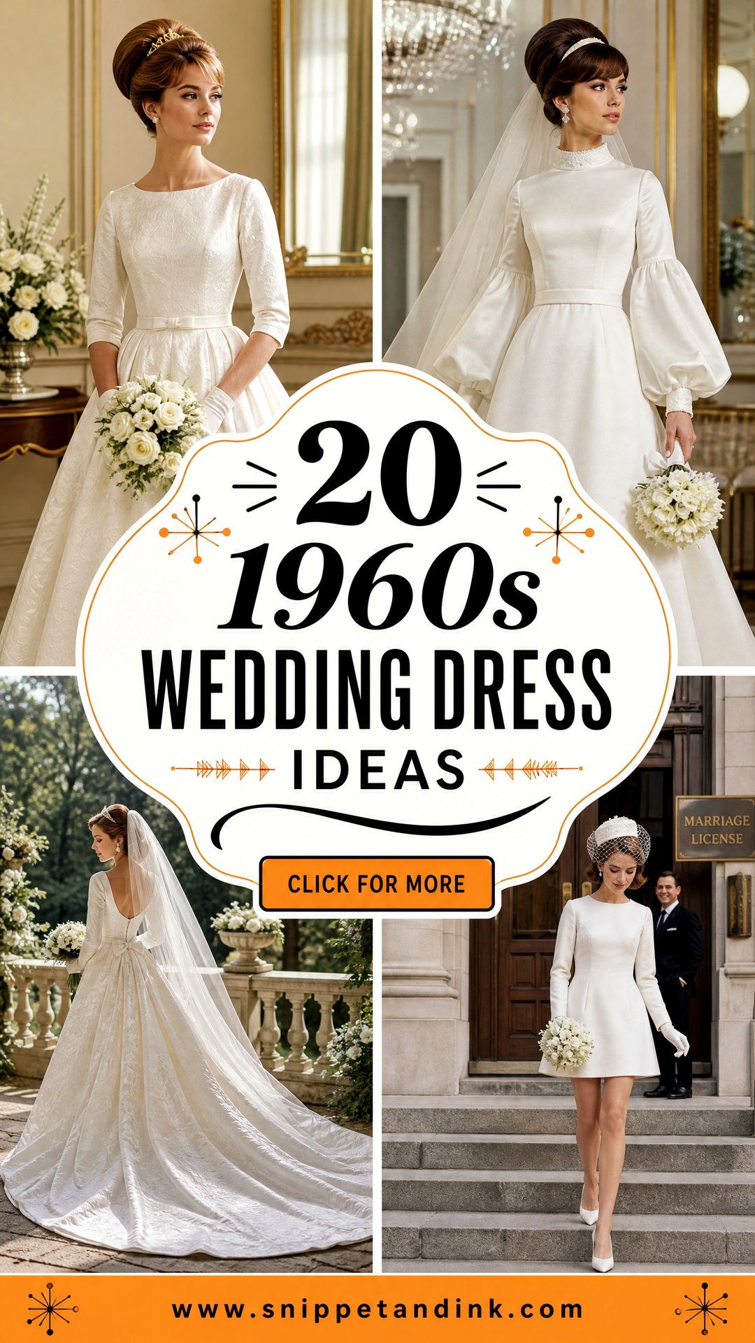 20 1960s Wedding Dress Ideas for Unforgettably Chic Retro Brides - 20 1960s Wedding Dress Ideas for Unforgettably Chic Retro Brides