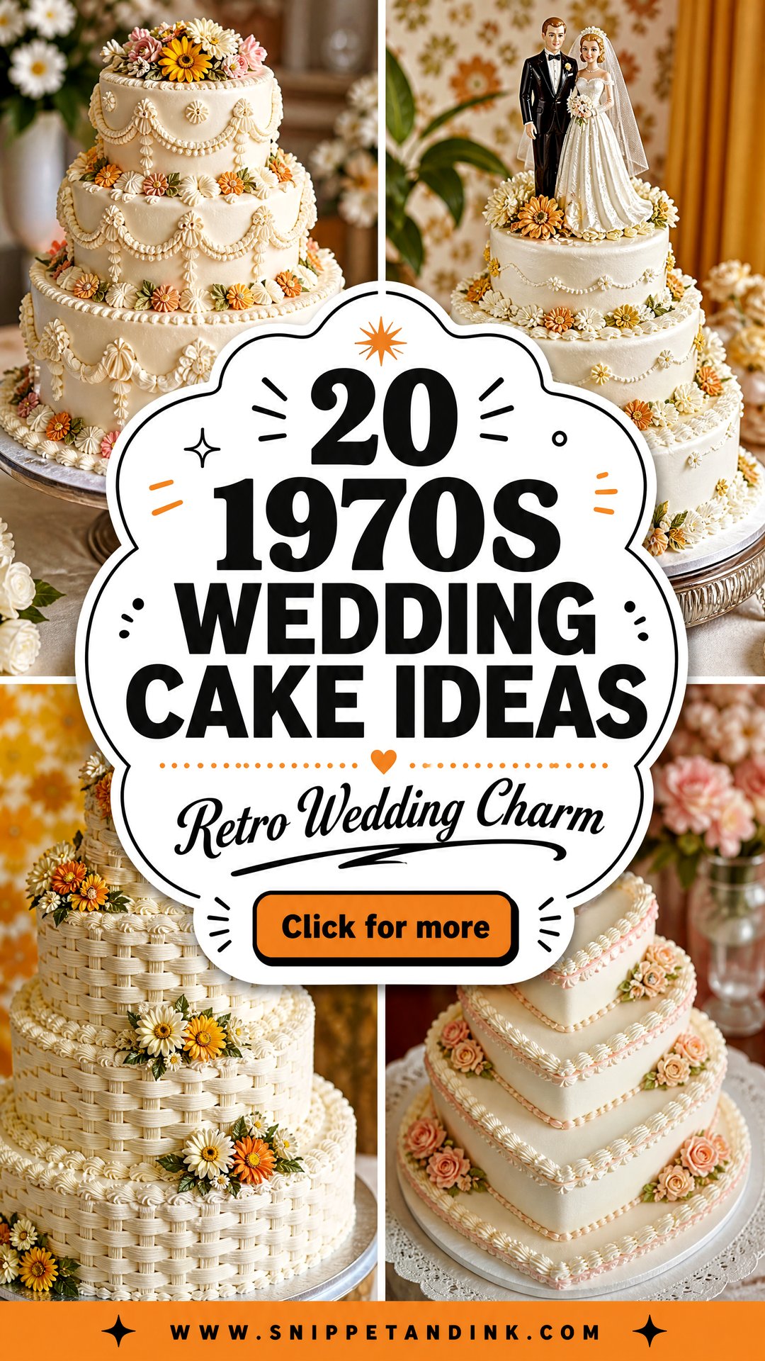 20 1970s Wedding Cake Ideas for Retro-Loving Couples Today - 20 1970s Wedding Cake Ideas for Retro-Loving Couples Today