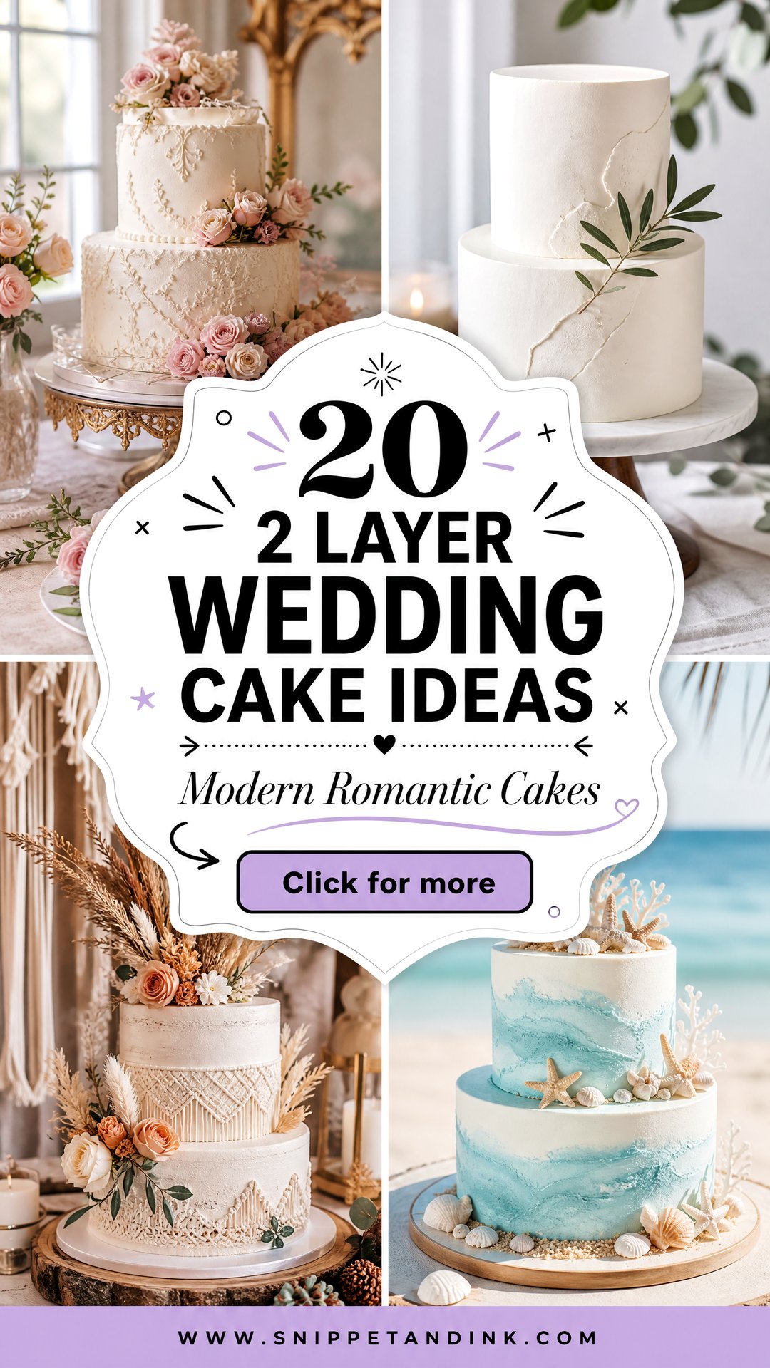 20 2 Layer Wedding Cake Ideas for Modern Romantic Couples - 20 2 Layer Wedding Cake Ideas for Modern Romantic Couples
