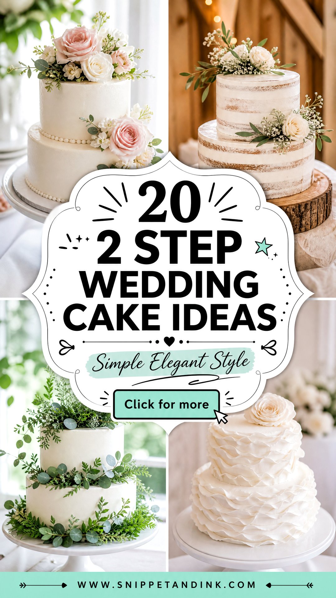 20 2 Step Wedding Cake Ideas for Simple Elegant Style - 20 2 Step Wedding Cake Ideas for Simple Elegant Style