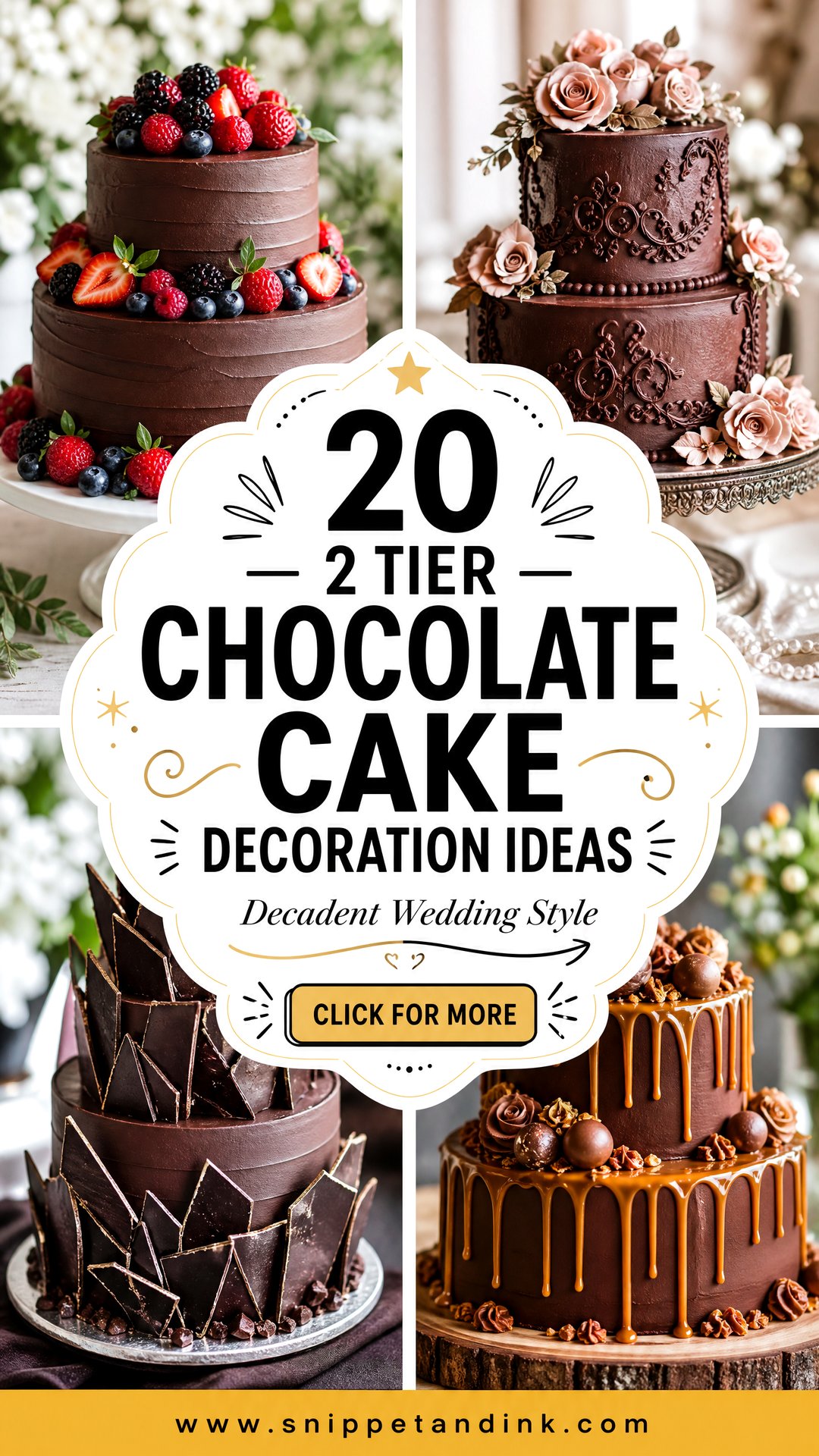 20 2 Tier Chocolate Cake Decoration Ideas for Wedding Style - 20 2 Tier Chocolate Cake Decoration Ideas for Wedding Style