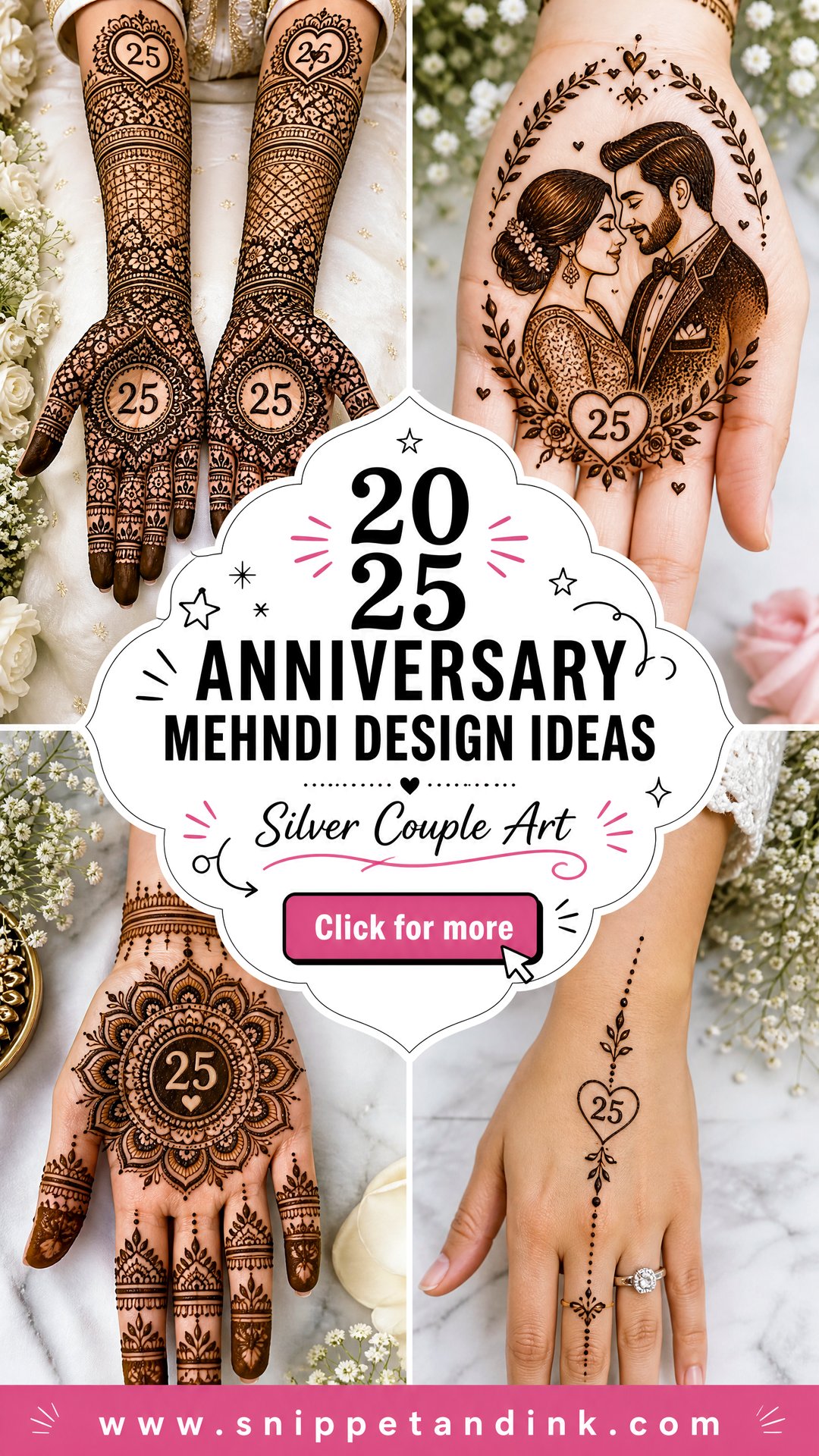 20 25 Anniversary Mehndi Design Ideas for Silver Couples - 20 25 Anniversary Mehndi Design Ideas for Silver Couples