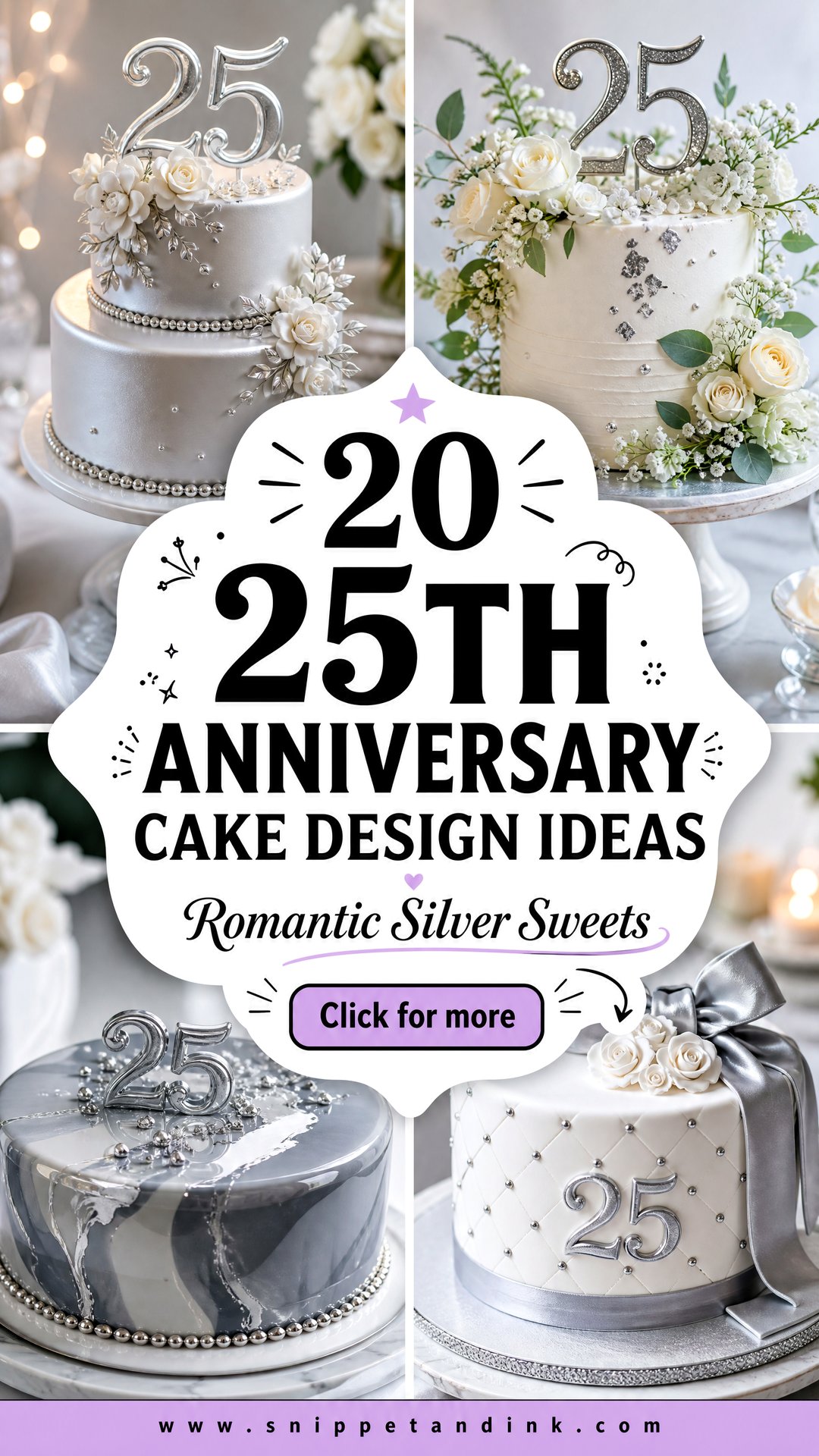 20 25th Anniversary Cake Design Ideas for Silver Romance - 20 25th Anniversary Cake Design Ideas for Silver Romance