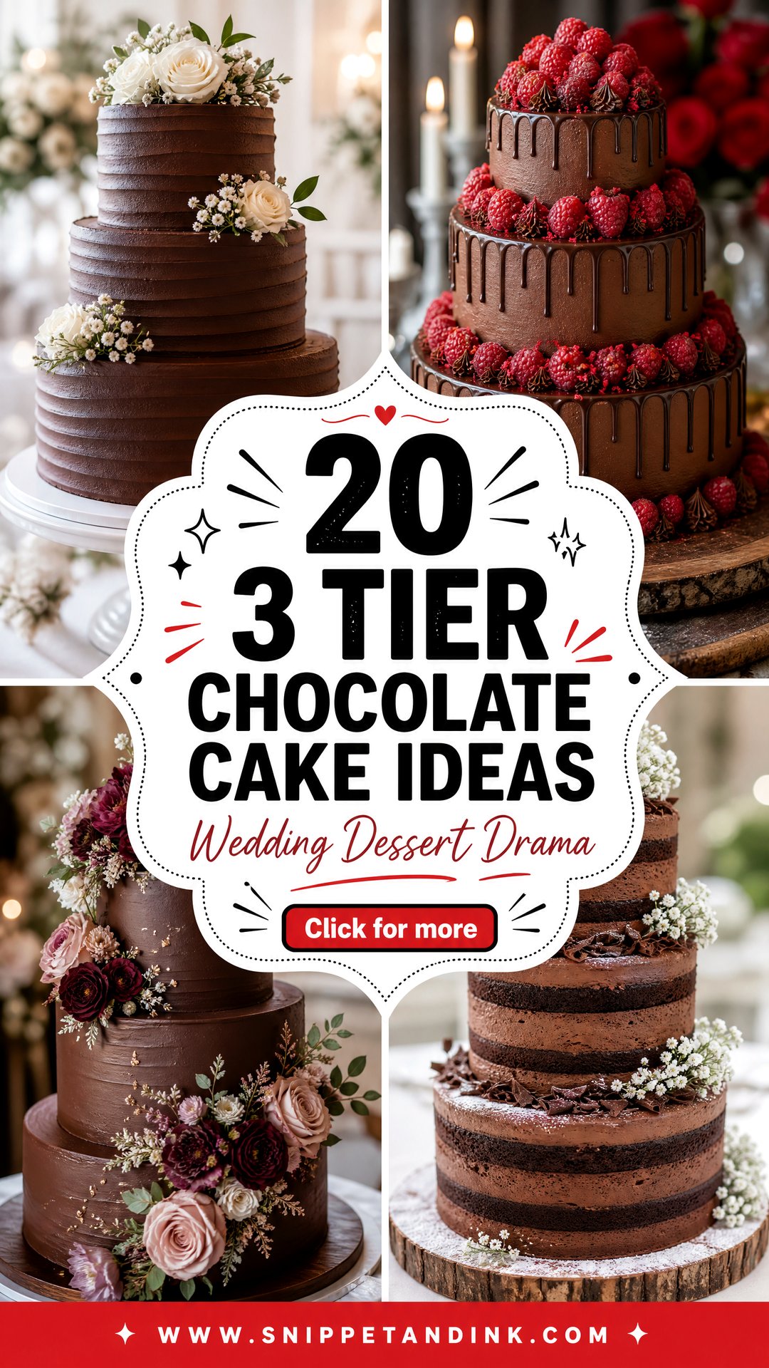 20 3 Tier Chocolate Cake Ideas for Wedding Dessert Drama - 20 3 Tier Chocolate Cake Ideas for Wedding Dessert Drama