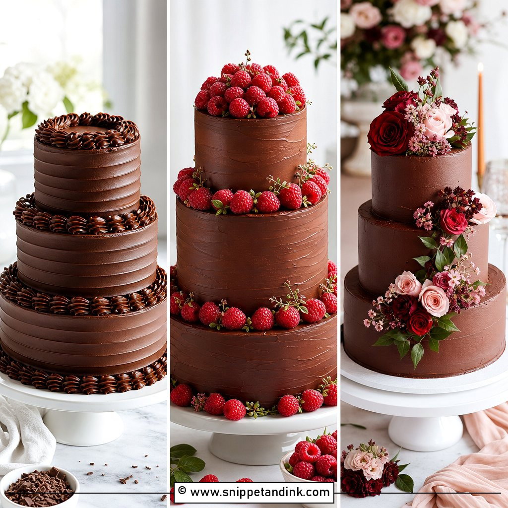 20 3 Tier Chocolate Cake Ideas for Wedding Dessert Drama