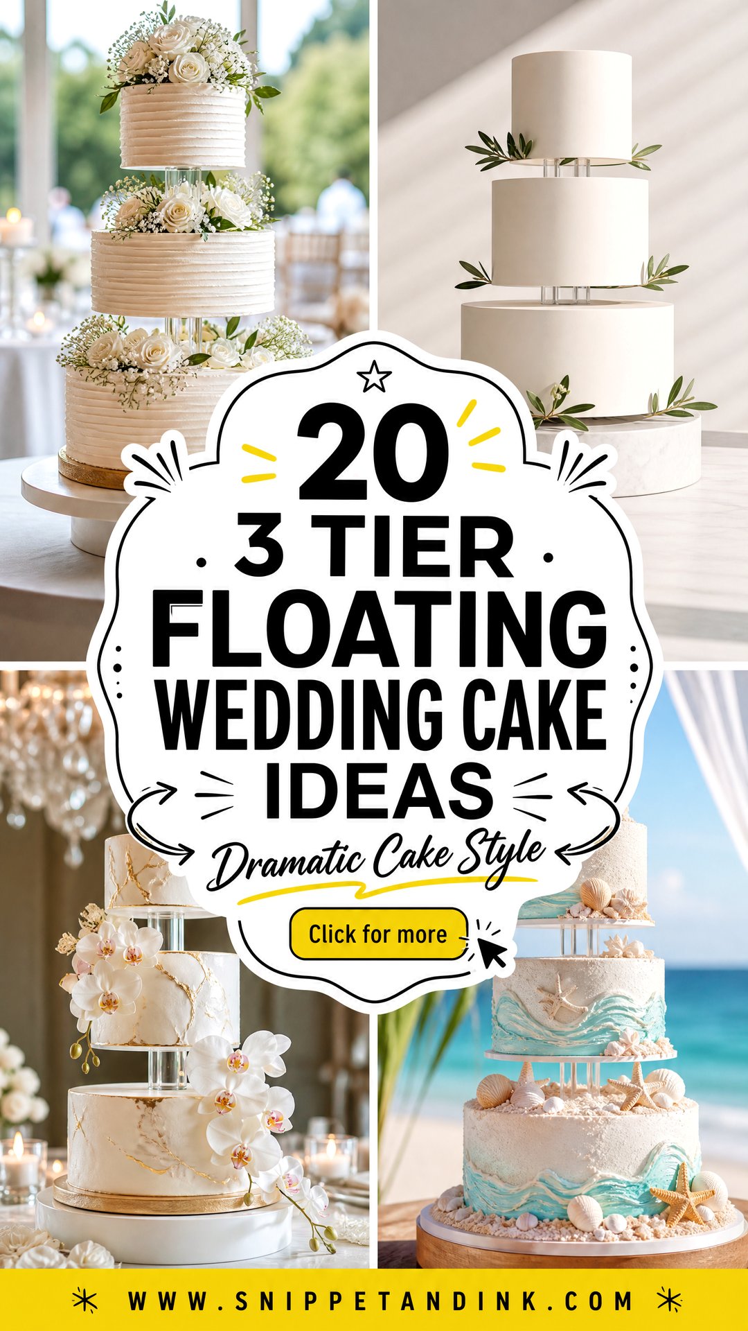 20 3 Tier Floating Wedding Cake Ideas for Dramatic Style - 20 3 Tier Floating Wedding Cake Ideas for Dramatic Style