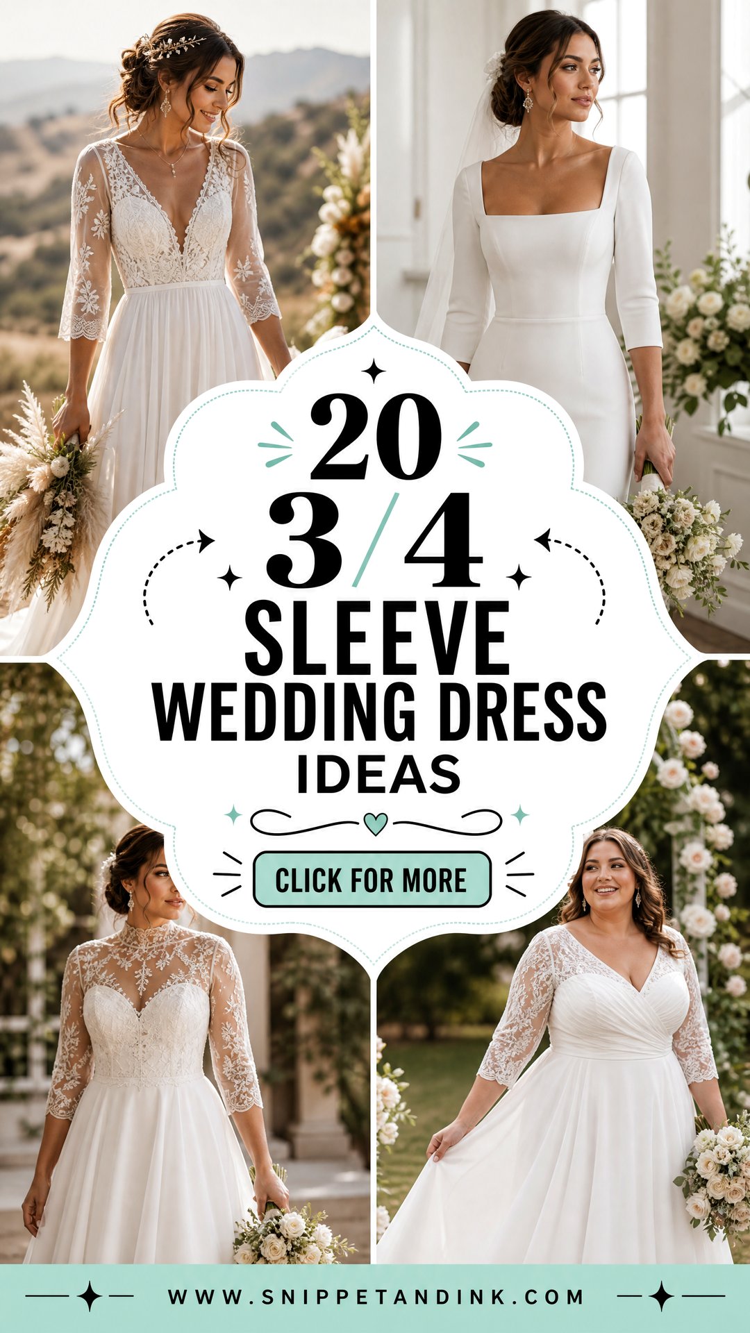20 34 Sleeve Wedding Dress Ideas Chic Styles for Every Season - 20 34 Sleeve Wedding Dress Ideas: Chic Styles for Every Season