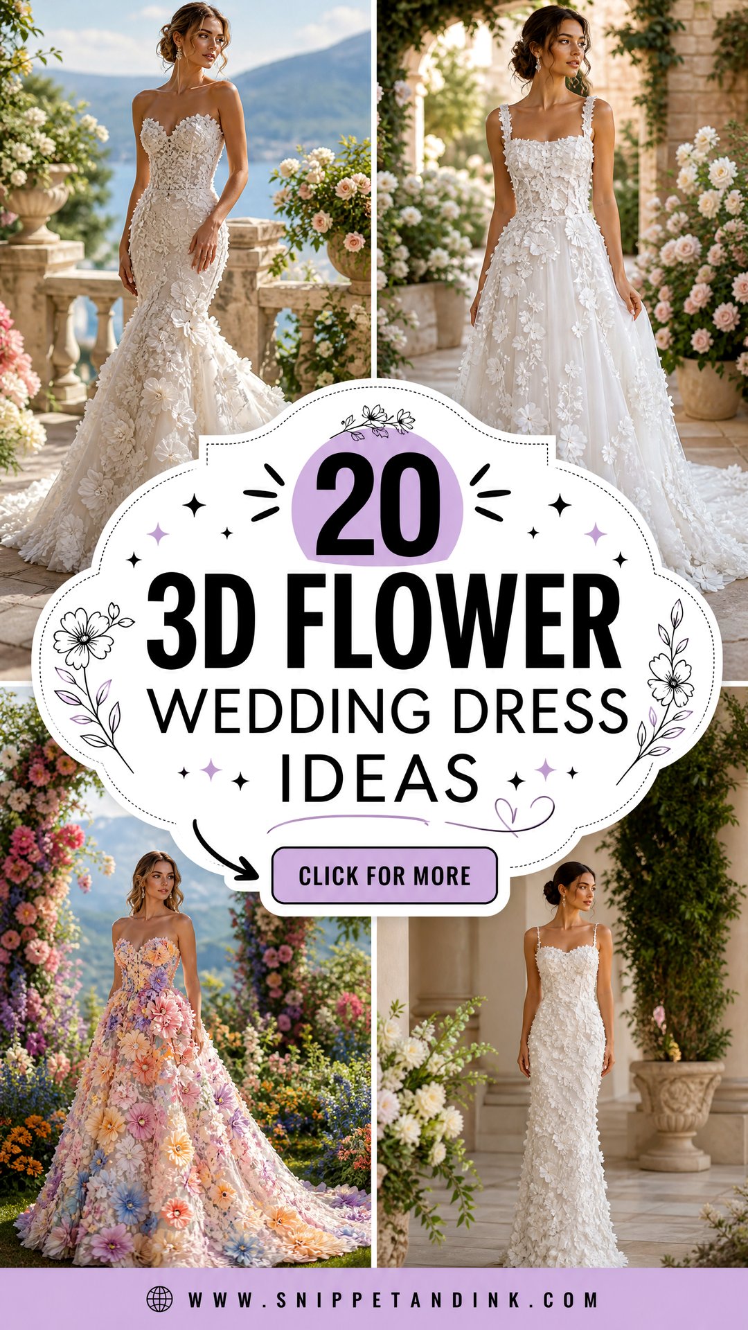 20 3D Flower Wedding Dress Ideas for Romantic Modern Brides - 20 3D Flower Wedding Dress Ideas for Romantic Modern Brides