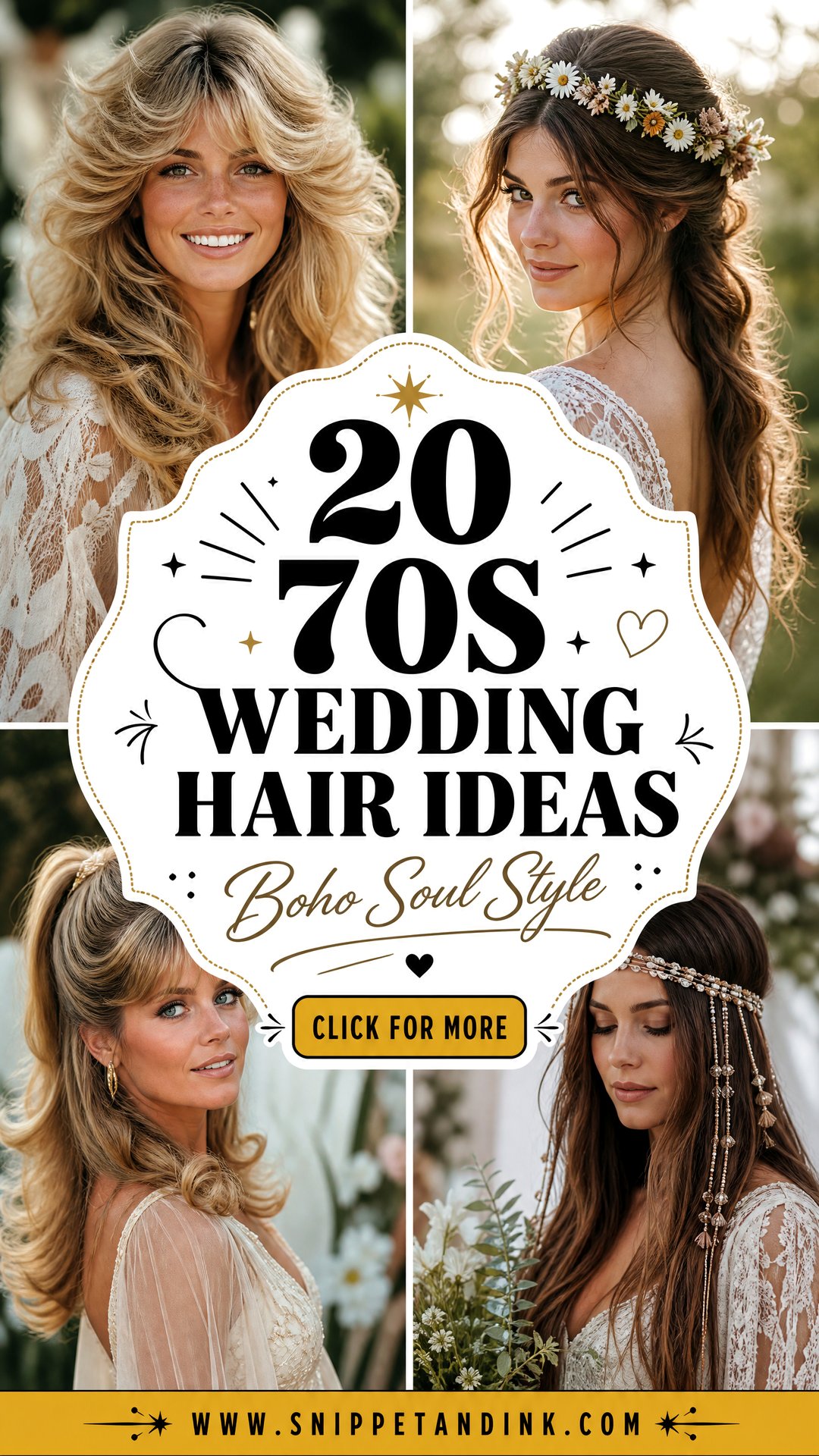 20 70s Wedding Hair Ideas for Boho Brides With Soul Style - 20 70s Wedding Hair Ideas for Boho Brides With Soul Style