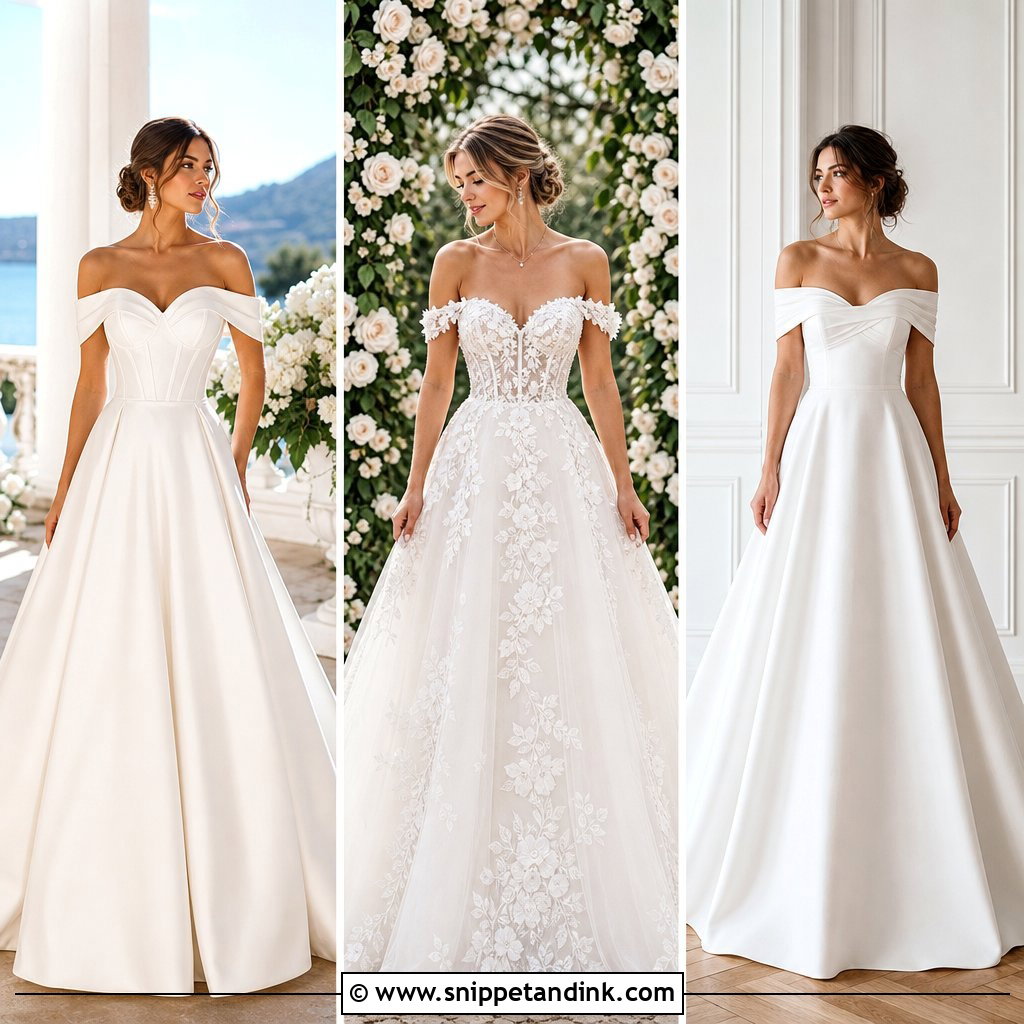 20 A Line Wedding Dress Off the Shoulder Ideas: Chic Bridal Picks