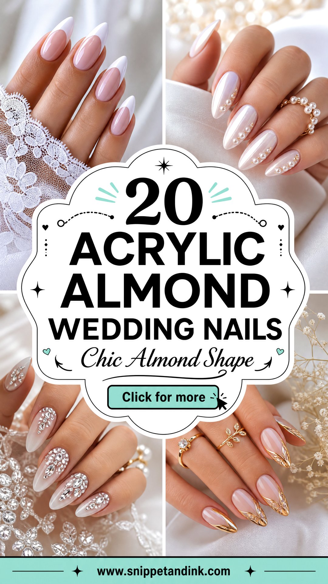 20 Acrylic Almond Wedding Nails for Bride With Chic Style - 20 Acrylic Almond Wedding Nails for Bride With Chic Style