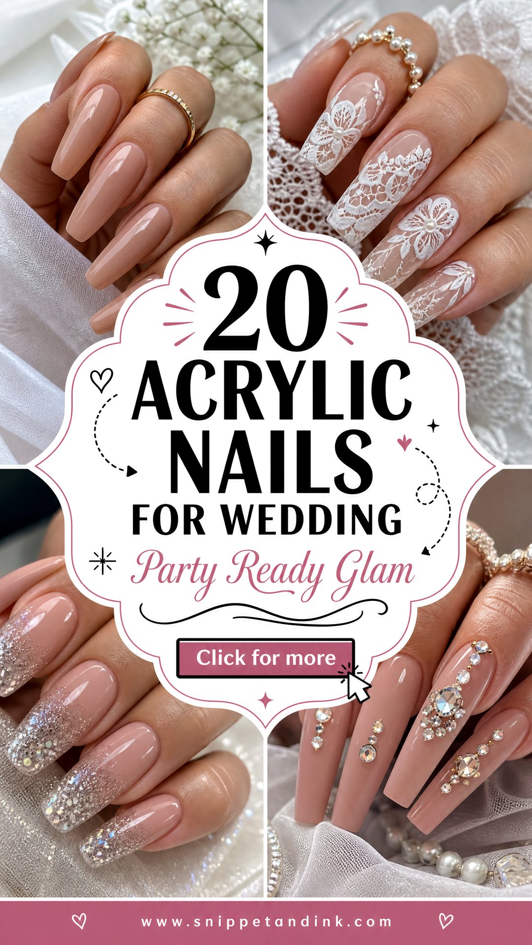20 Acrylic Nails for Wedding Guests Brides and Parties - 20 Acrylic Nails for Wedding Guests, Brides, and Parties