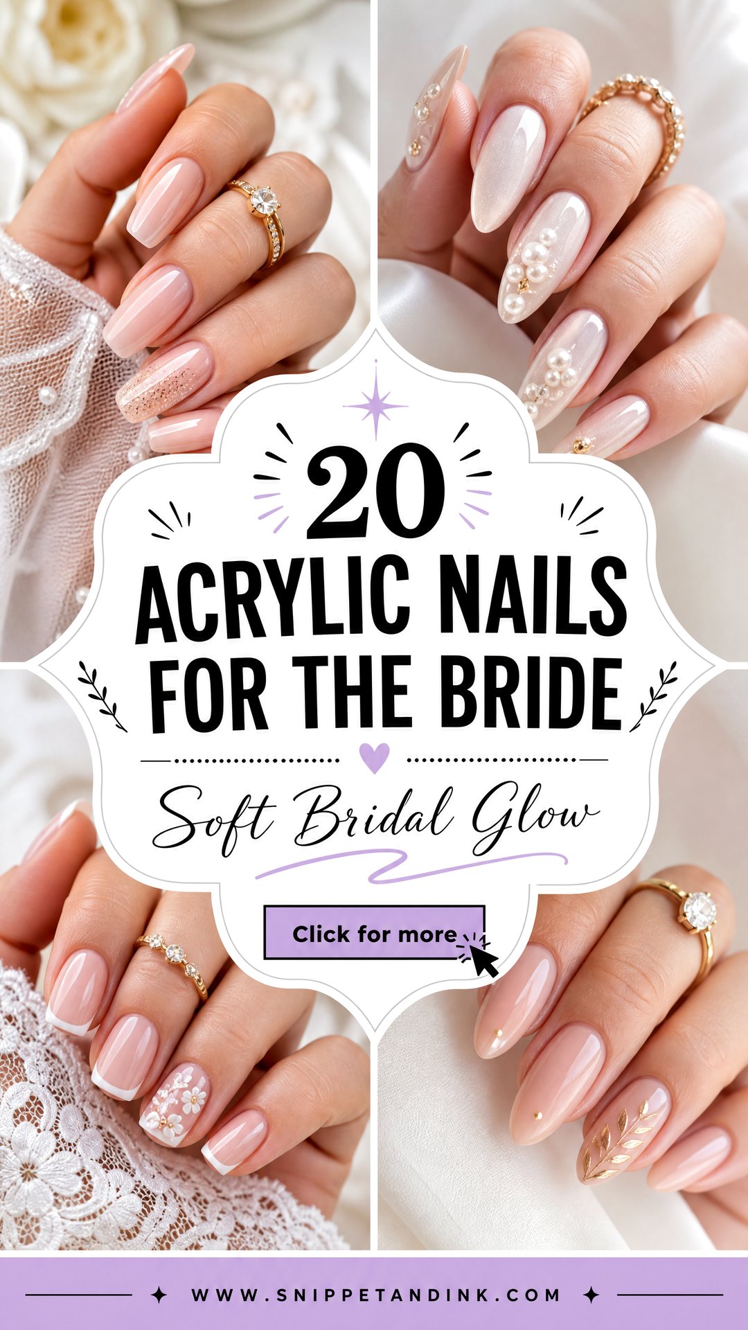 20 Acrylic Nails for the Bride Wedding Day Inspiration - 20 Acrylic Nails for the Bride Wedding Day Inspiration