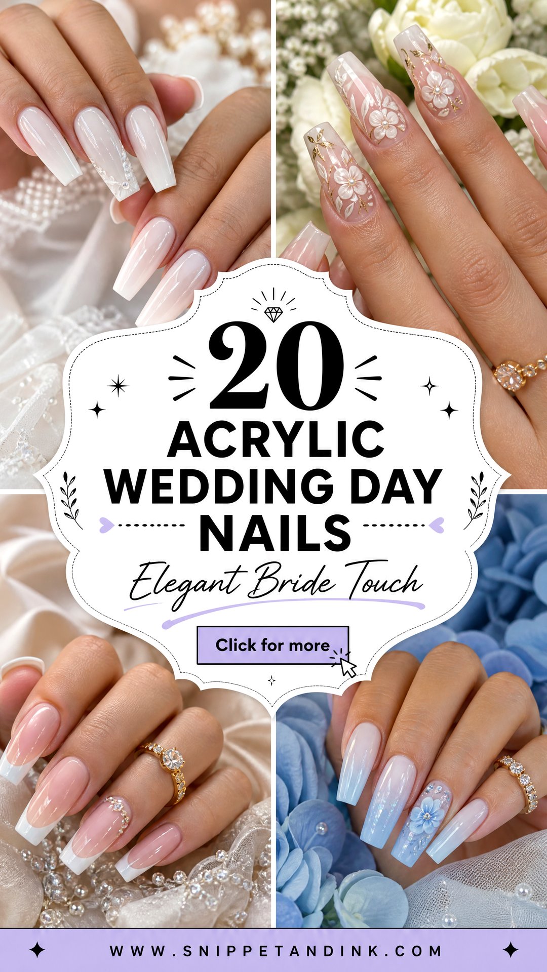 20 Acrylic Wedding Day Nails for Bride With Elegant Style - 20 Acrylic Wedding Day Nails for Bride With Elegant Style