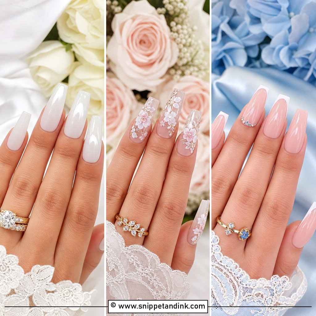 20 Acrylic Wedding Day Nails for Bride With Elegant Style
