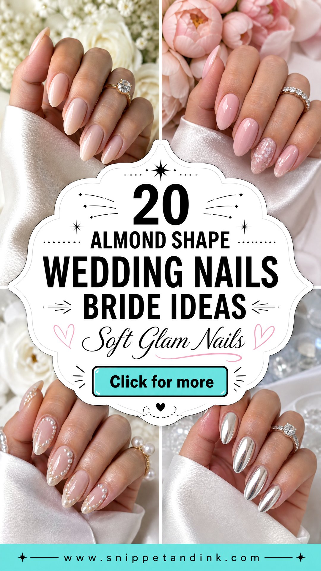 20 Almond Shape Wedding Nails Bride Ideas for Soft Glam - 20 Almond Shape Wedding Nails Bride Ideas for Soft Glam
