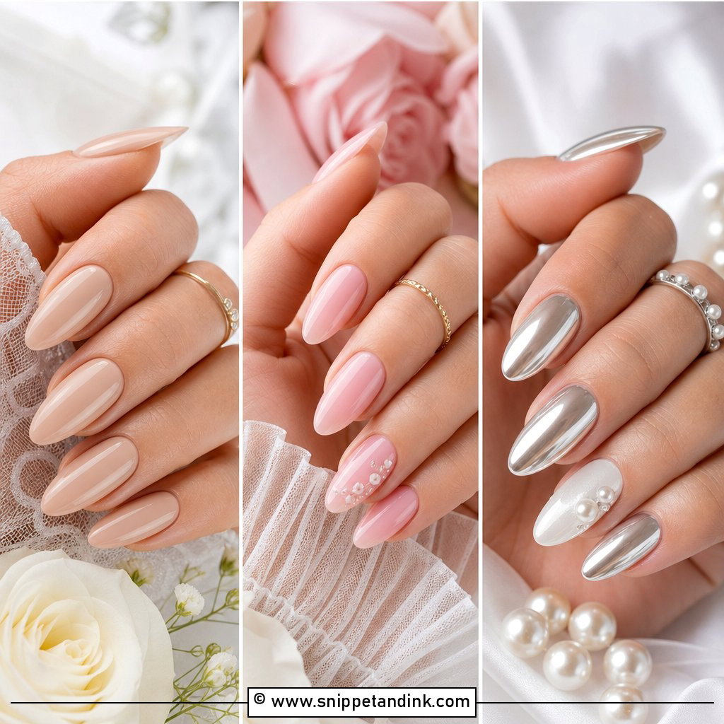 20 Almond Shape Wedding Nails Bride Ideas for Soft Glam