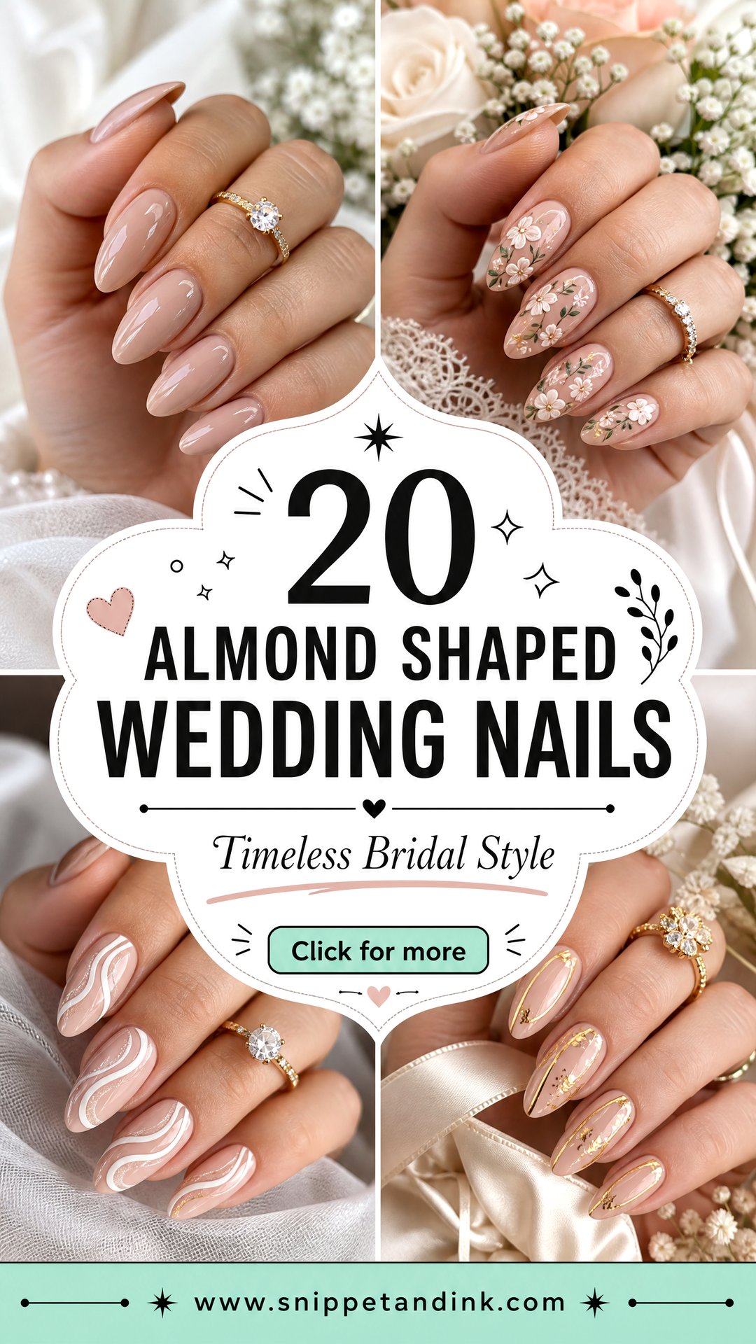 20 Almond Shaped Wedding Nails for Timeless Bridal Style - 20 Almond Shaped Wedding Nails for Timeless Bridal Style