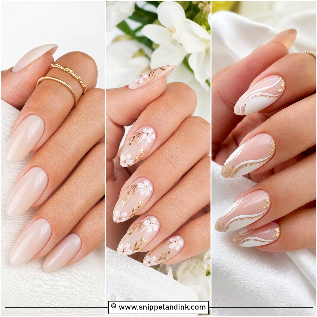 20 Almond Shaped Wedding Nails for Timeless Bridal Style