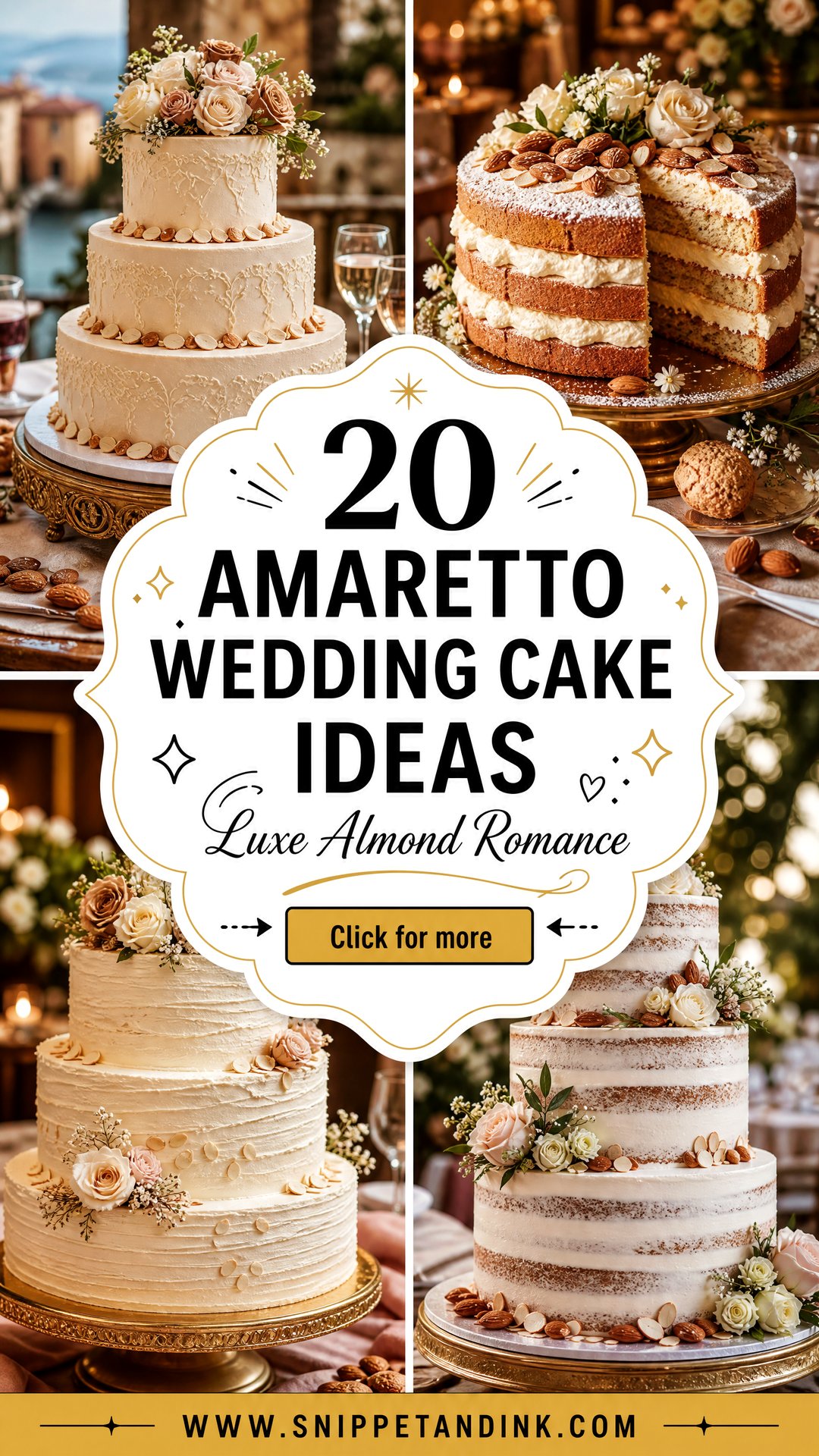 20 Amaretto Wedding Cake Ideas for a Luxe Romantic Dessert - 20 Amaretto Wedding Cake Ideas for a Luxe Romantic Dessert