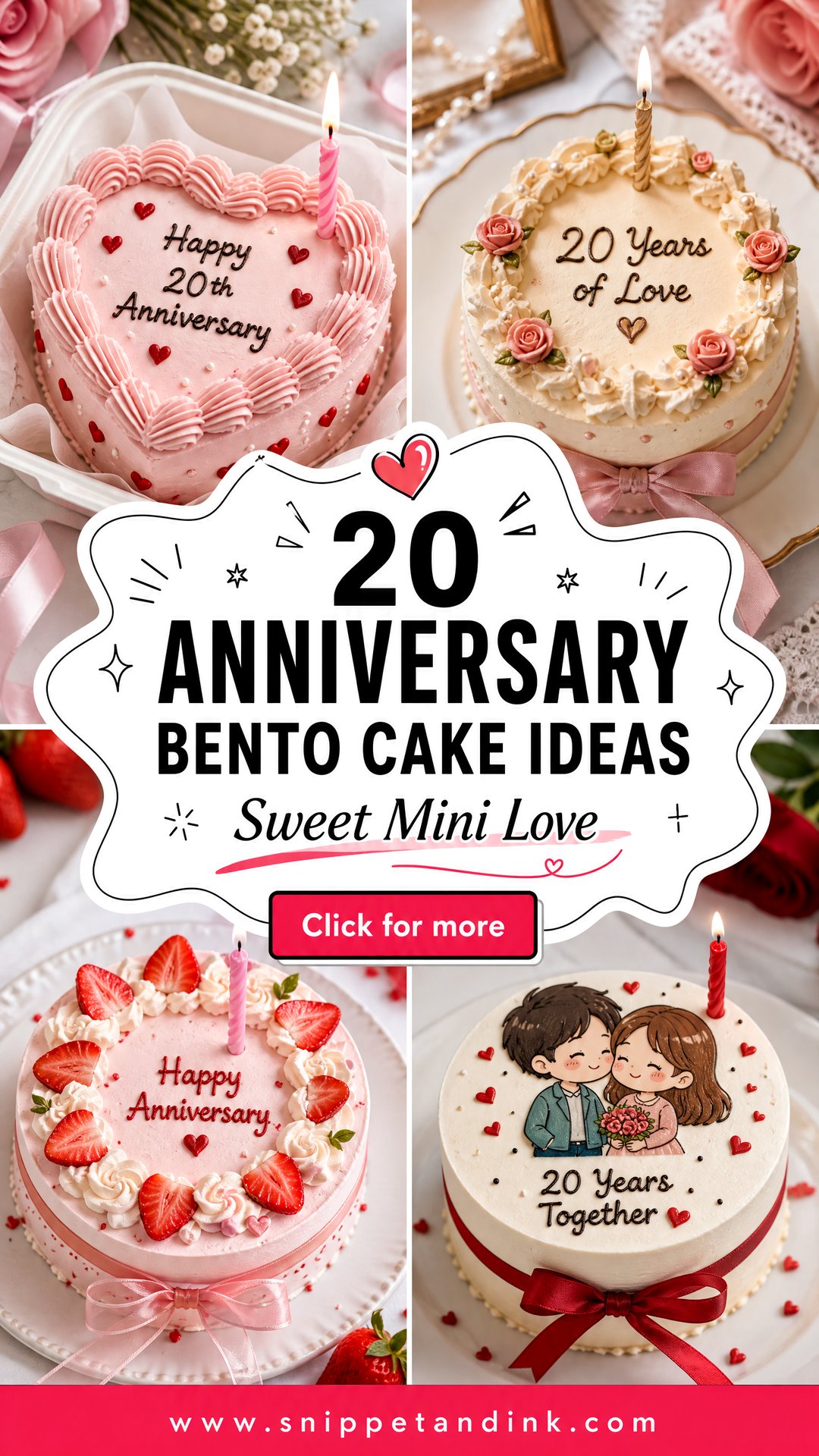 20 Anniversary Bento Cake Ideas for a Sweet Mini Celebration - 20 Anniversary Bento Cake Ideas for a Sweet Mini Celebration