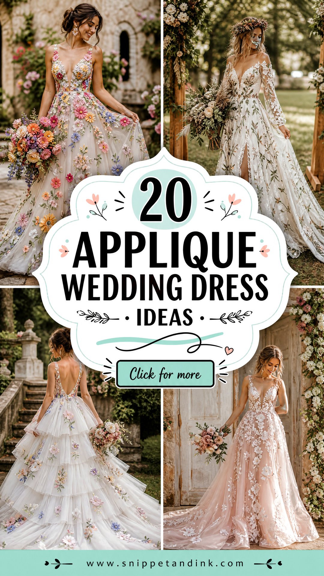 20 Applique Wedding Dress Ideas for Romantic Bridal Detail - 20 Applique Wedding Dress Ideas for Romantic Bridal Detail