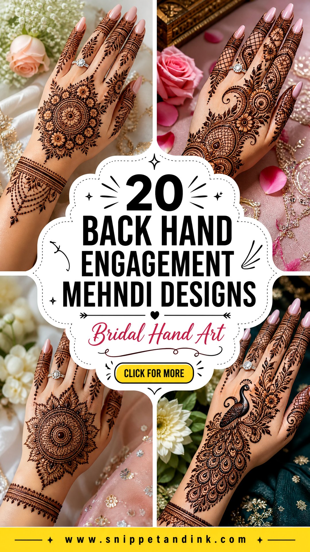 20 Back Hand Engagement Mehndi Designs for Brides - 20 Back Hand Engagement Mehndi Designs for Brides