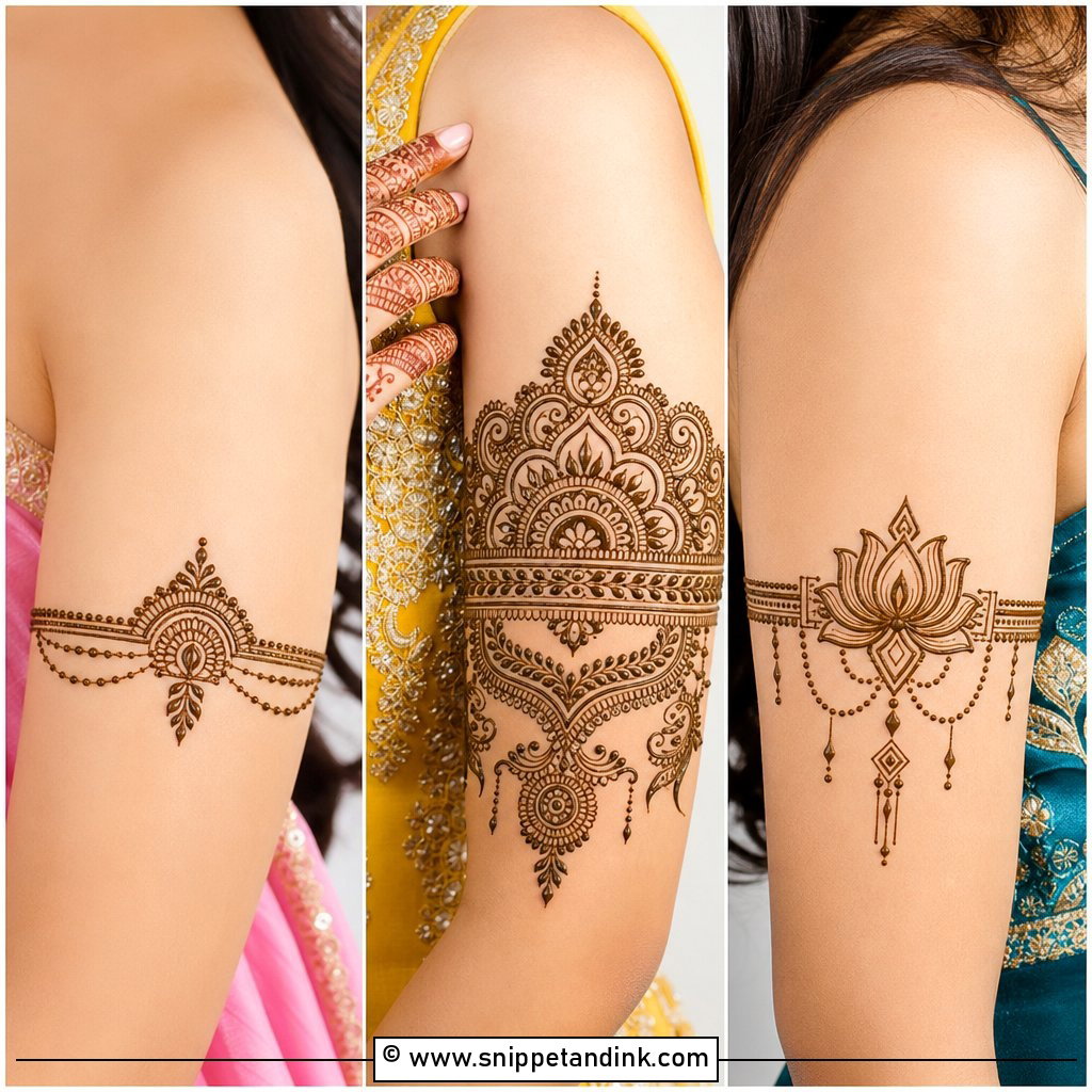 20 Bajuband Mehndi Design Ideas for Brides and Festivals