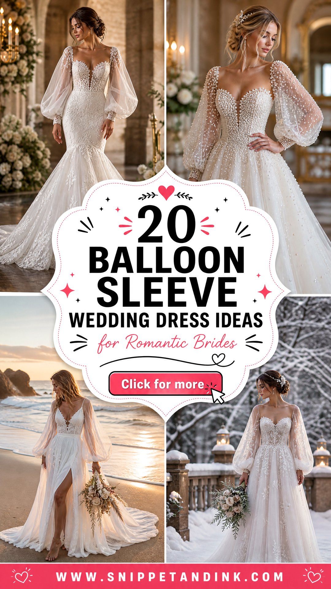 20 Balloon Sleeve Wedding Dress Ideas for Romantic Brides - 20 Balloon Sleeve Wedding Dress Ideas for Romantic Brides