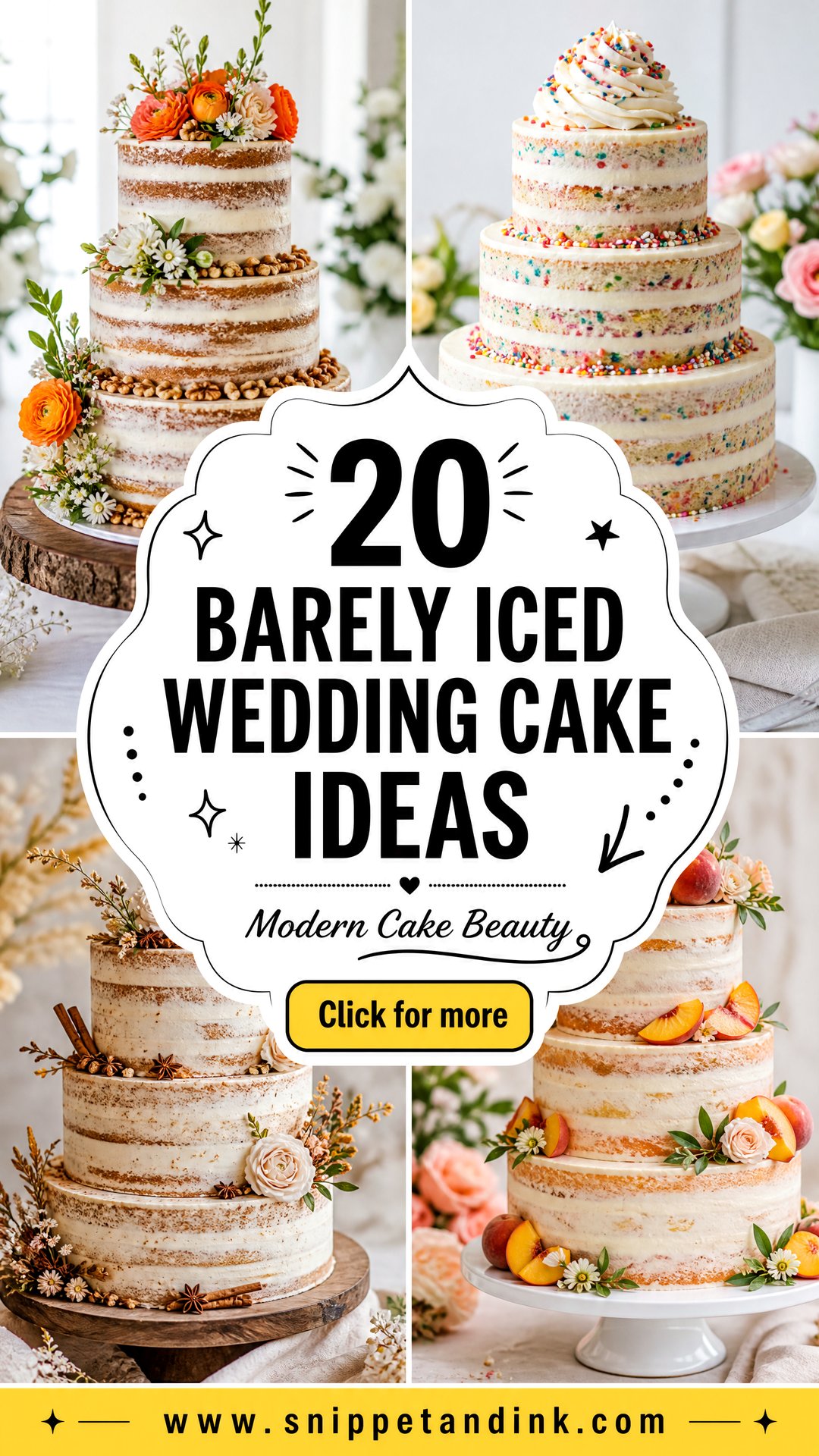 20 Barely Iced Wedding Cake Ideas for Modern Couples - 20 Barely Iced Wedding Cake Ideas for Modern Couples