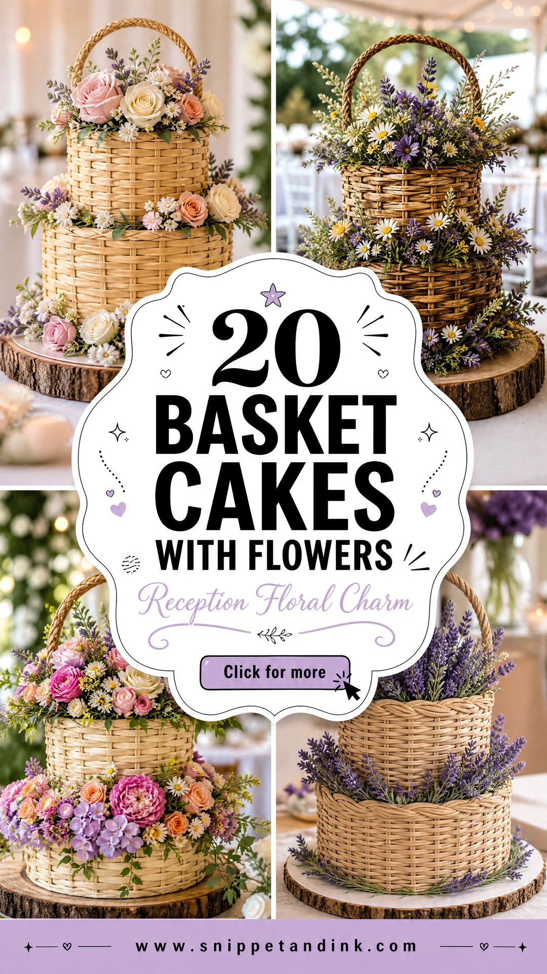 20 Basket Cakes with Flowers for Wedding Reception Charm - 20 Basket Cakes with Flowers for Wedding Reception Charm