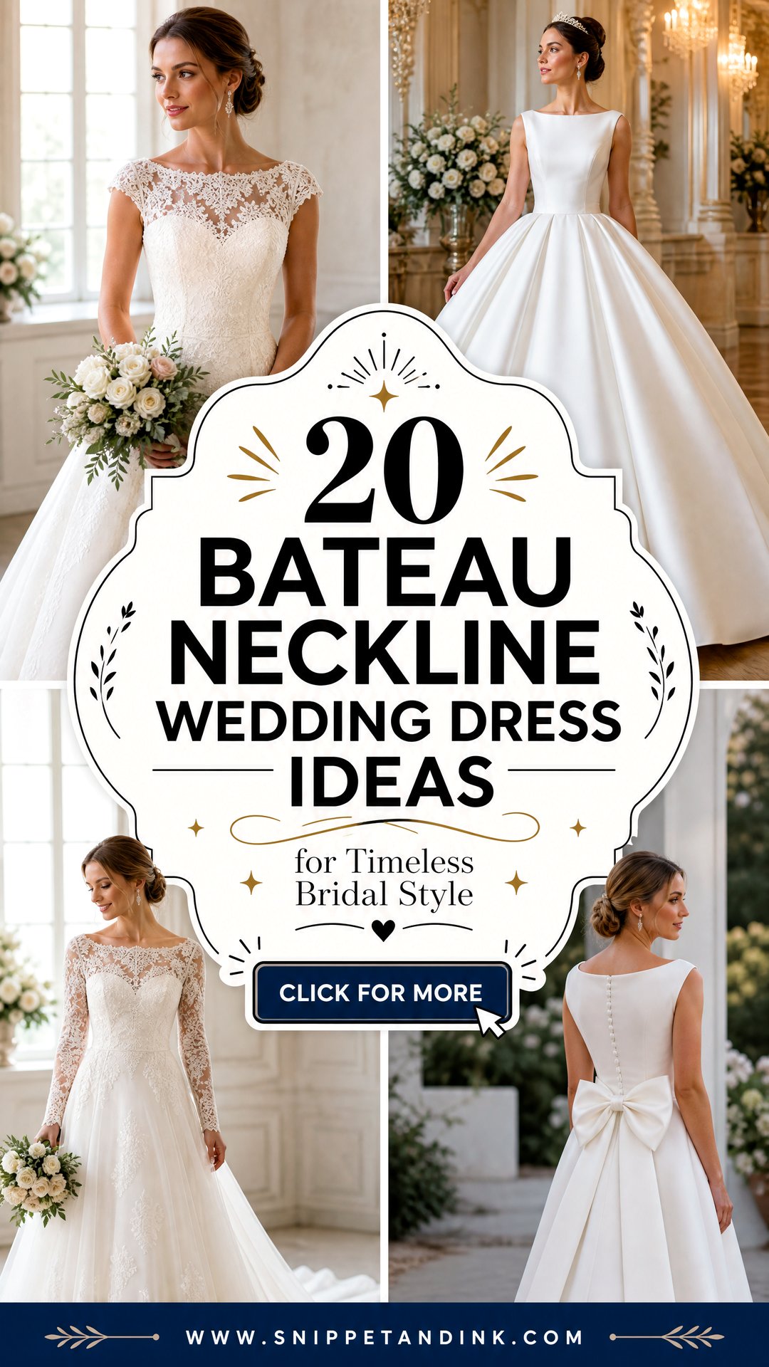 20 Bateau Neckline Wedding Dress Ideas for Timeless Bridal Style - 20 Bateau Neckline Wedding Dress Ideas for Timeless Bridal Style