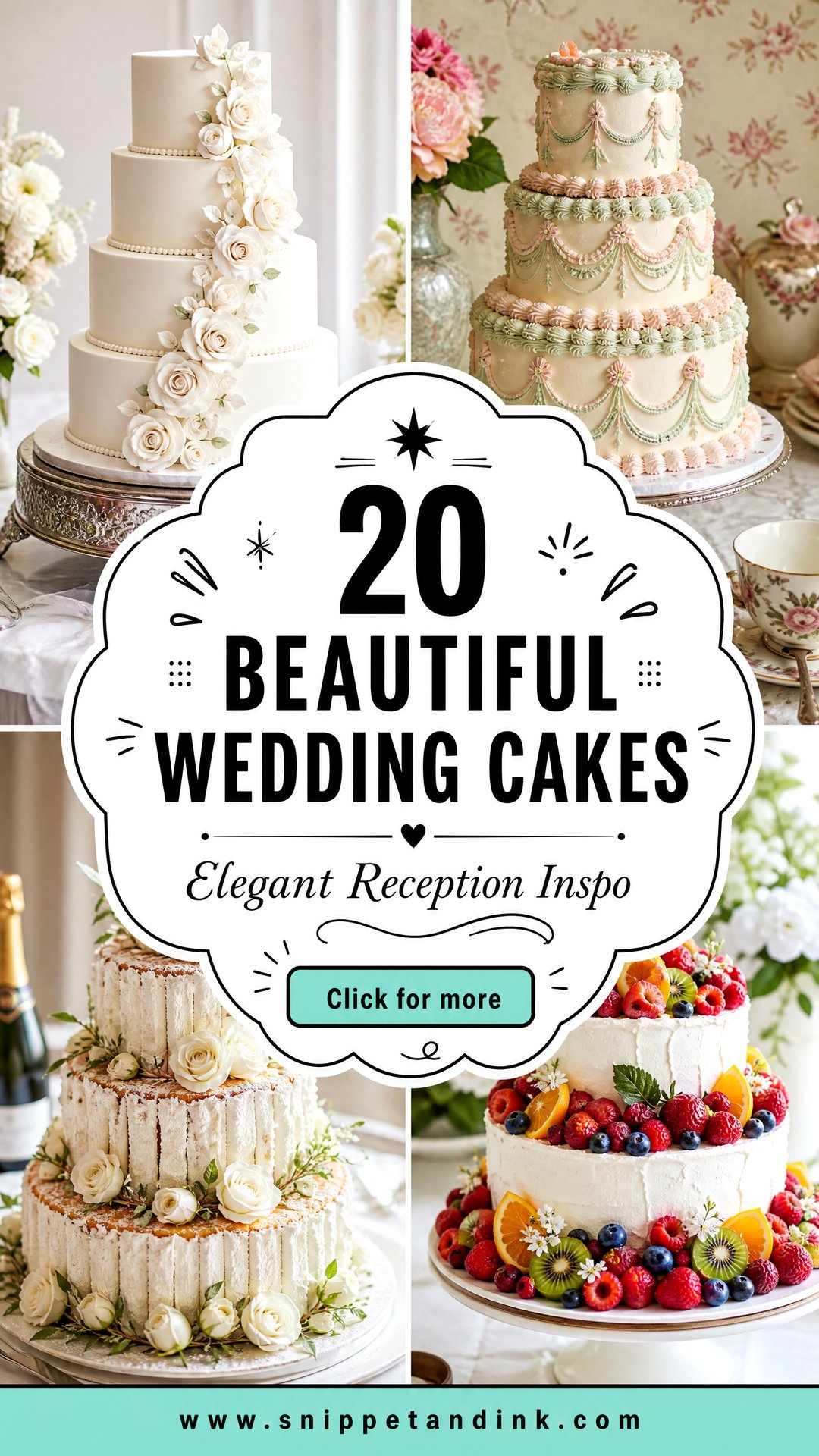 20 Beautiful Wedding Cakes for Elegant Reception Inspiration - 20 Beautiful Wedding Cakes for Elegant Reception Inspiration