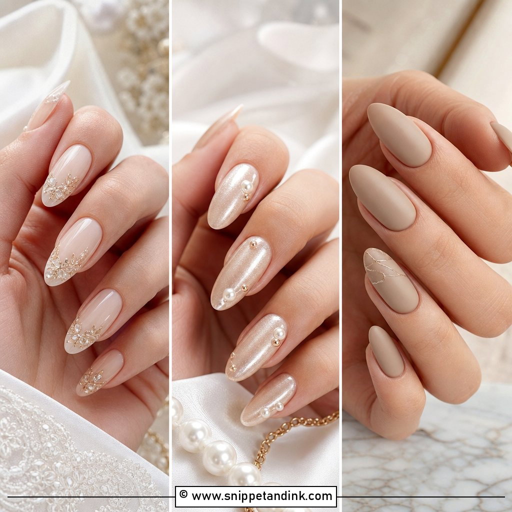 20 Beige Wedding Nails for Chic Minimal Bridal Style