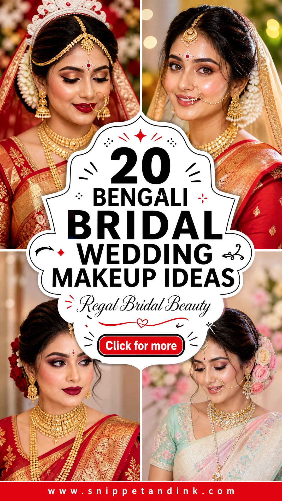 20 Bengali Bridal Wedding Makeup Ideas for Regal Beauty - 20 Bengali Bridal Wedding Makeup Ideas for Regal Beauty
