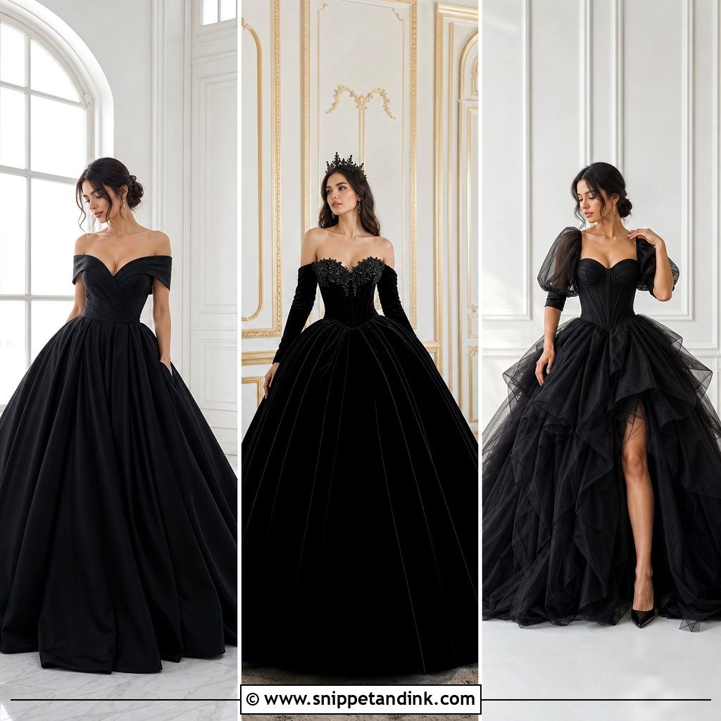 20 Black Ball Gown Wedding Dress Ideas for Regal Brides