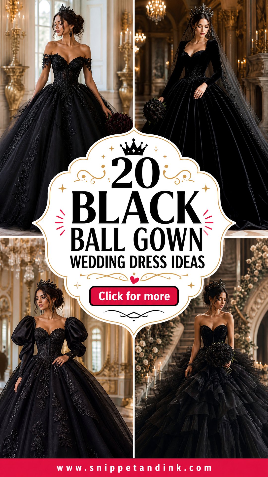 20 Black Ball Gown Wedding Dress Ideas for Regal Brides - 20 Black Ball Gown Wedding Dress Ideas for Regal Brides