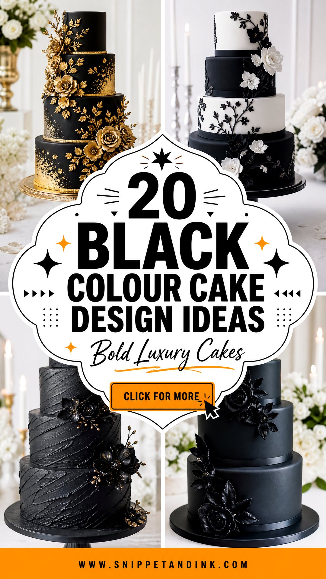 20 Black Colour Cake Design Ideas for Wedding Bold Luxury - 20 Black Colour Cake Design Ideas for Wedding: Bold Luxury