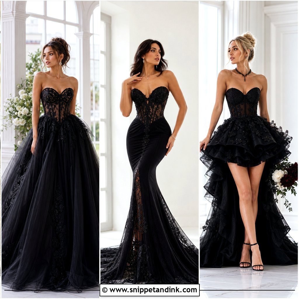 20 Black Corset Wedding Dress Ideas for a Sculpted Look