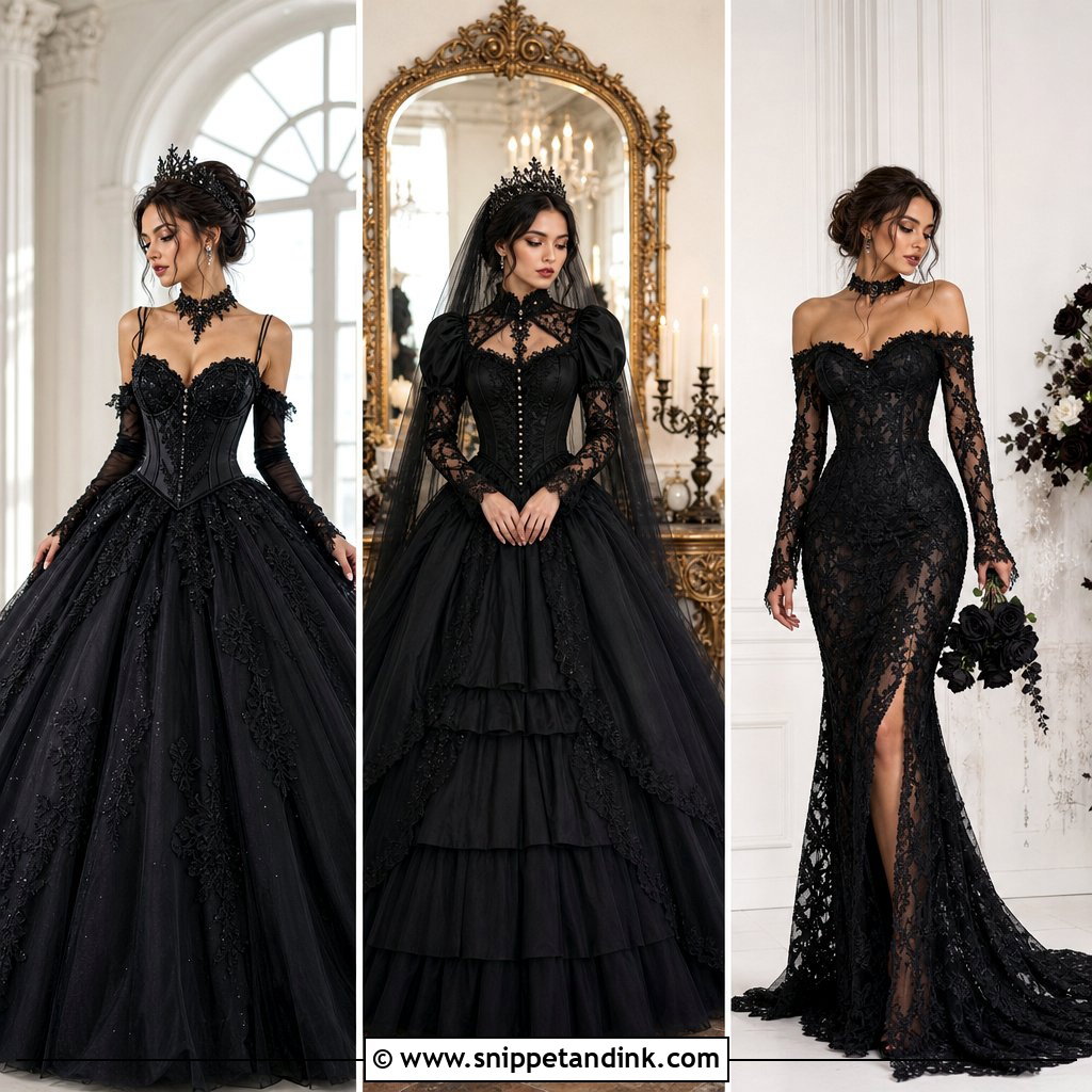 20 Black Goth Wedding Dress Ideas for Darkly Romantic Brides