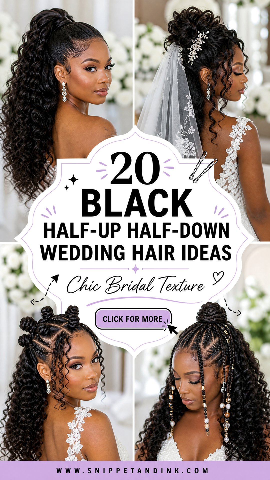 20 Black Half-Up Half-Down Wedding Hair Ideas for Chic Brides - 20 Black Half-Up Half-Down Wedding Hair Ideas for Chic Brides