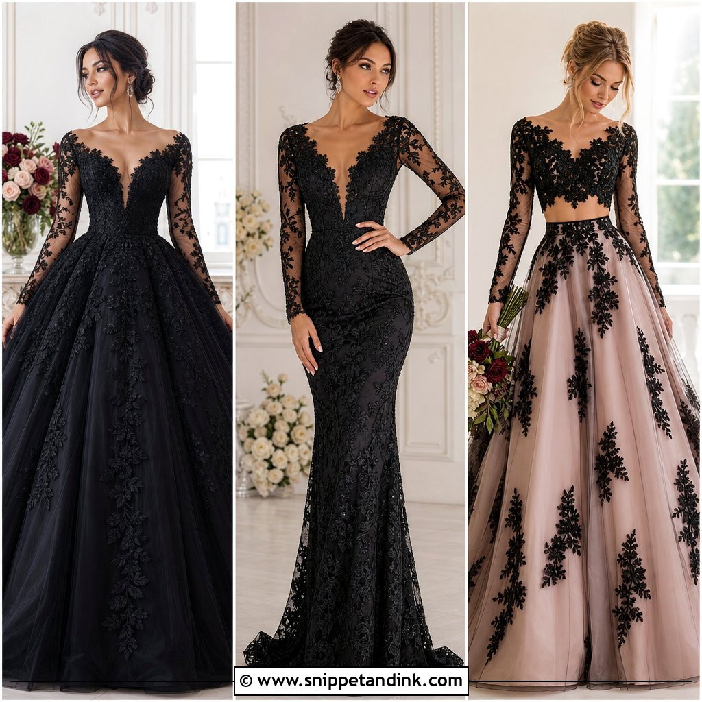20 Black Lace Wedding Gowns for Dramatic, Elegant Brides