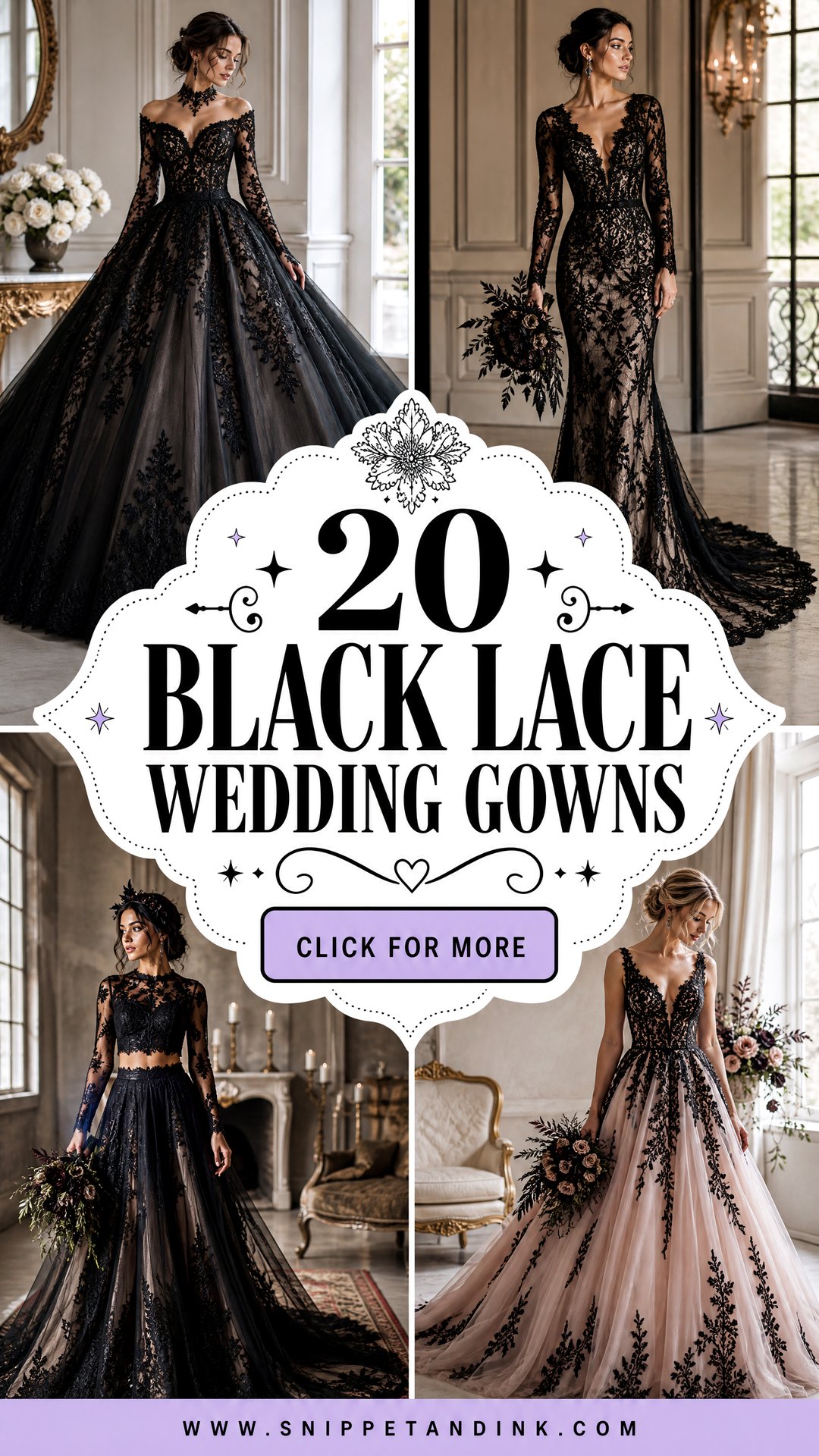 20 Black Lace Wedding Gowns for Dramatic Elegant Brides - 20 Black Lace Wedding Gowns for Dramatic, Elegant Brides