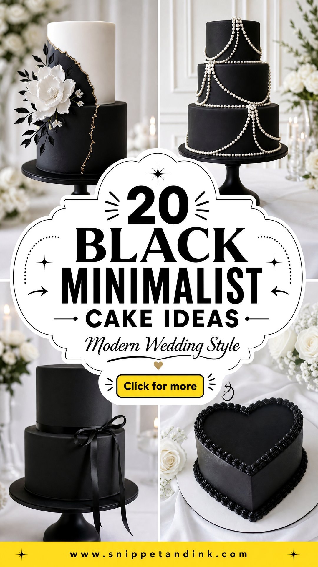 20 Black Minimalist Cake Ideas for Wedding Modern Style - 20 Black Minimalist Cake Ideas for Wedding: Modern Style