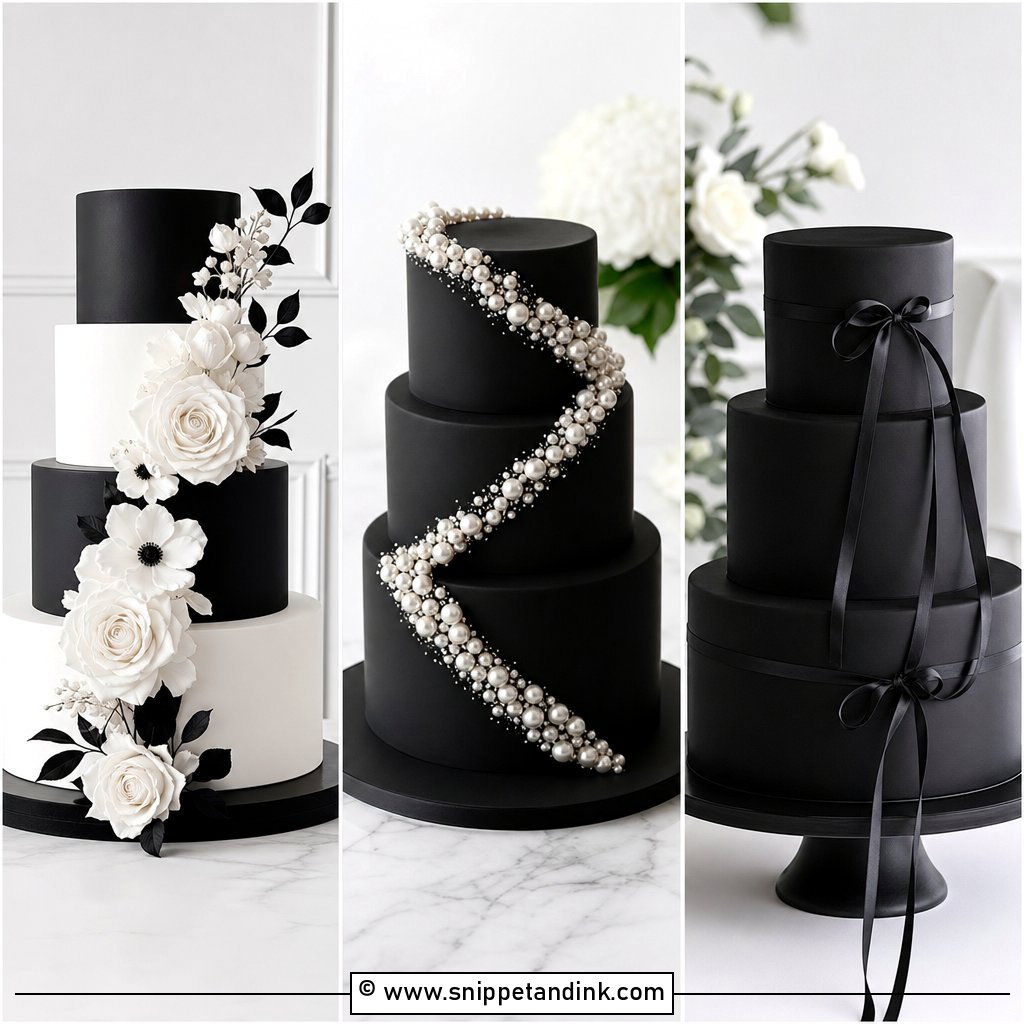 20 Black Minimalist Cake Ideas for Wedding Modern Style